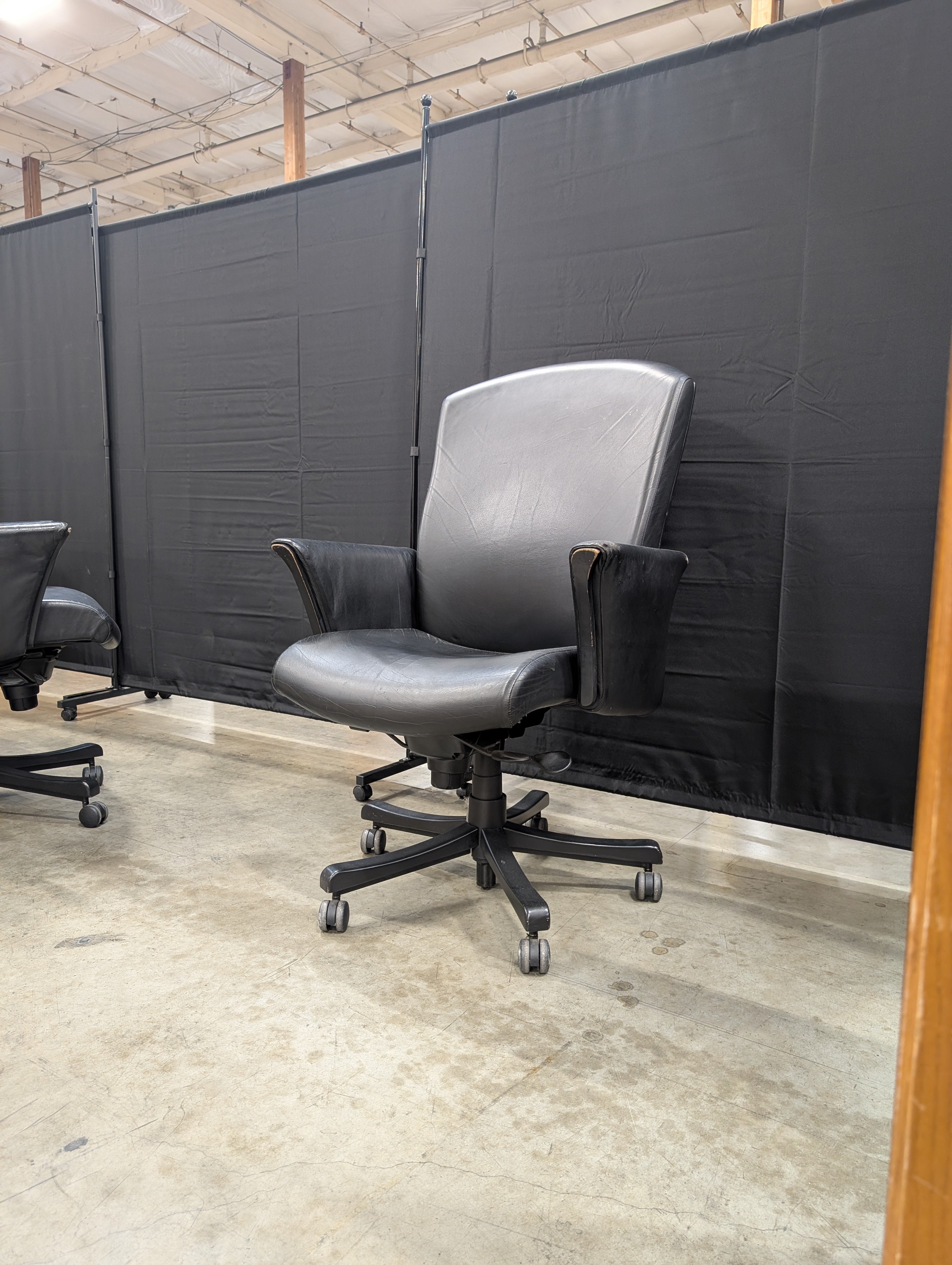 Used Black Faux Leather Journey High-Back Swivel Office Chair
