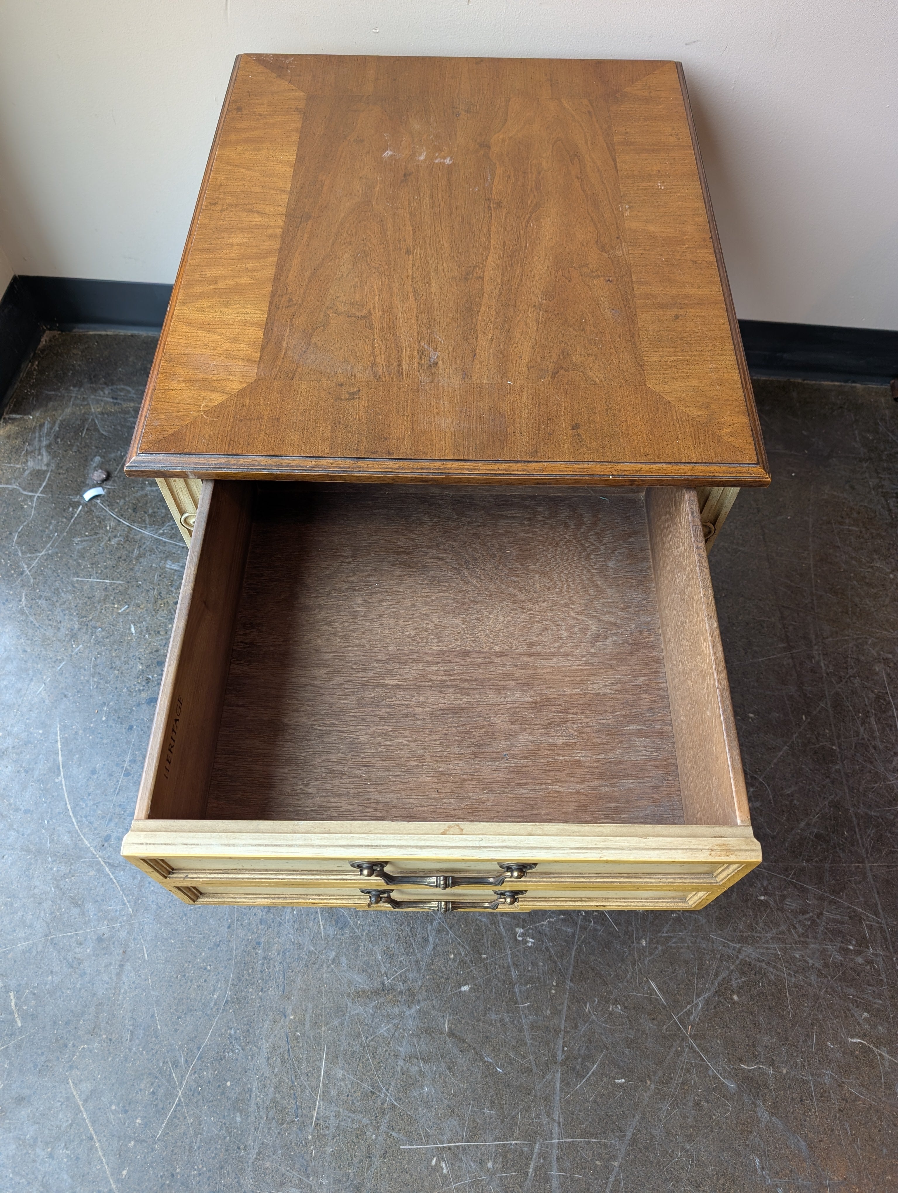 Heritage Neoclassical Wood Side Table with Drawer