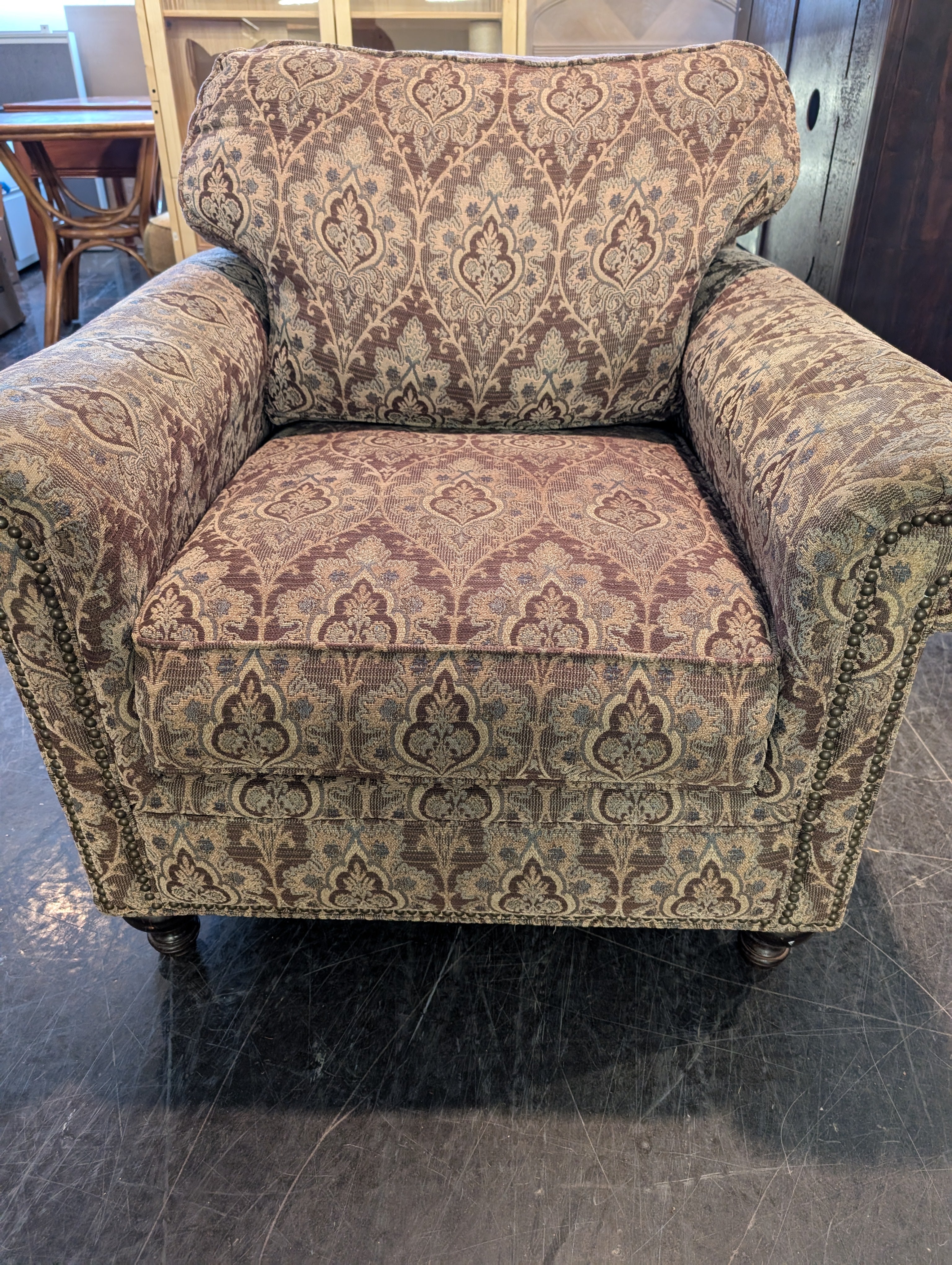 Broyhill Ornate Damask Pattern Club Chair