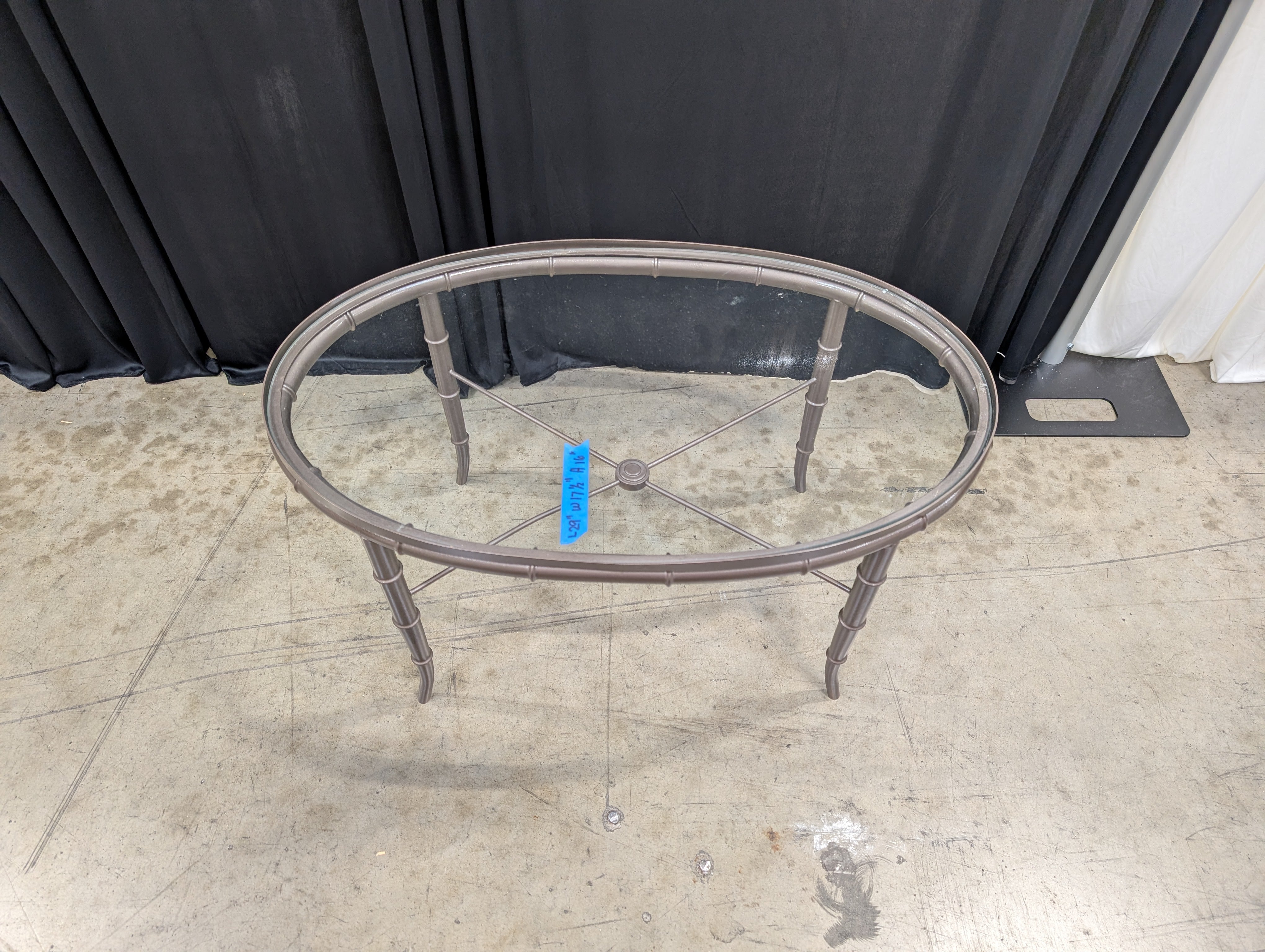 Dark Bronze Bamboo Style Oval End Table