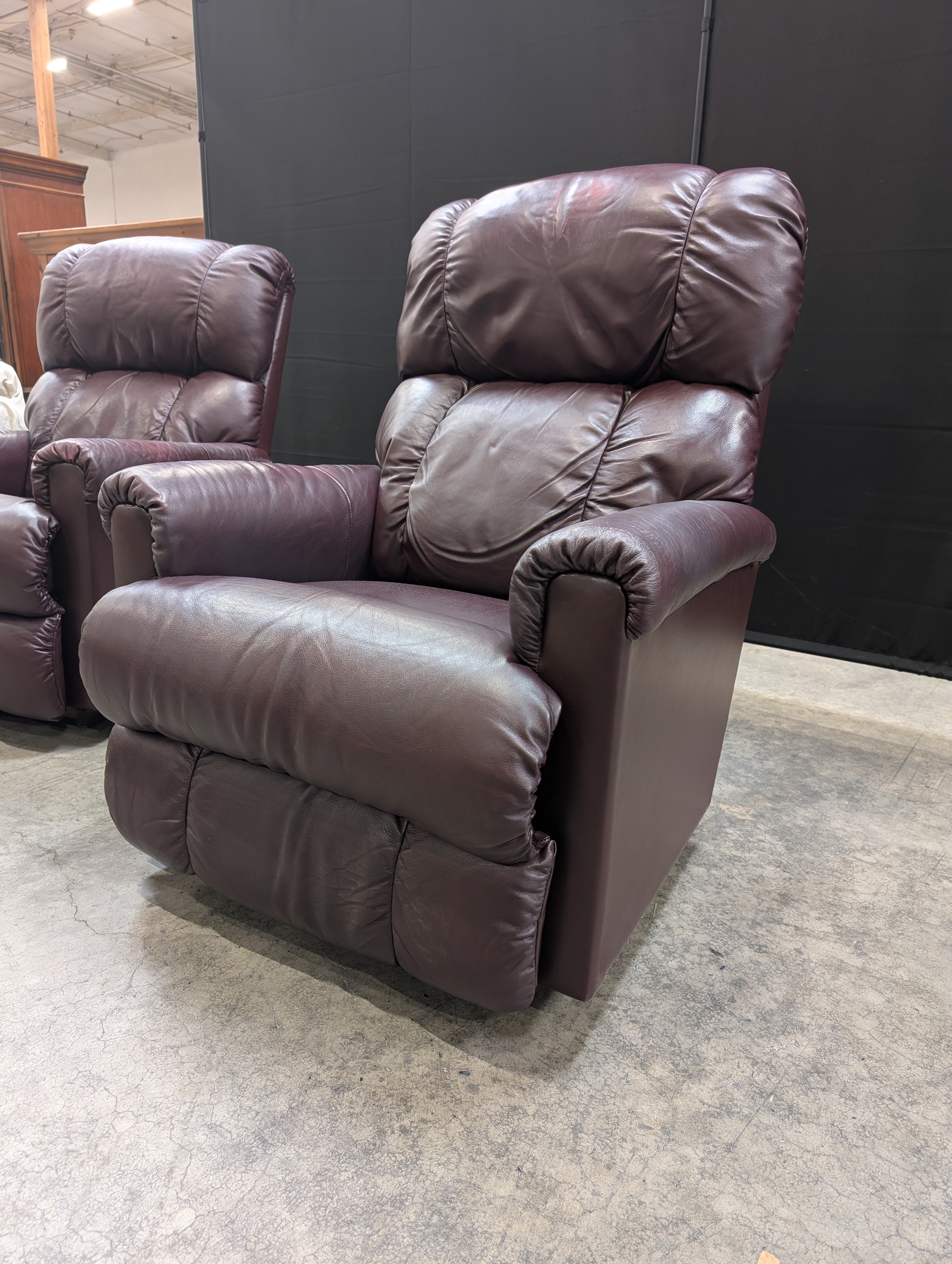 Burgundy Leather LaZboy Reclining Armchair