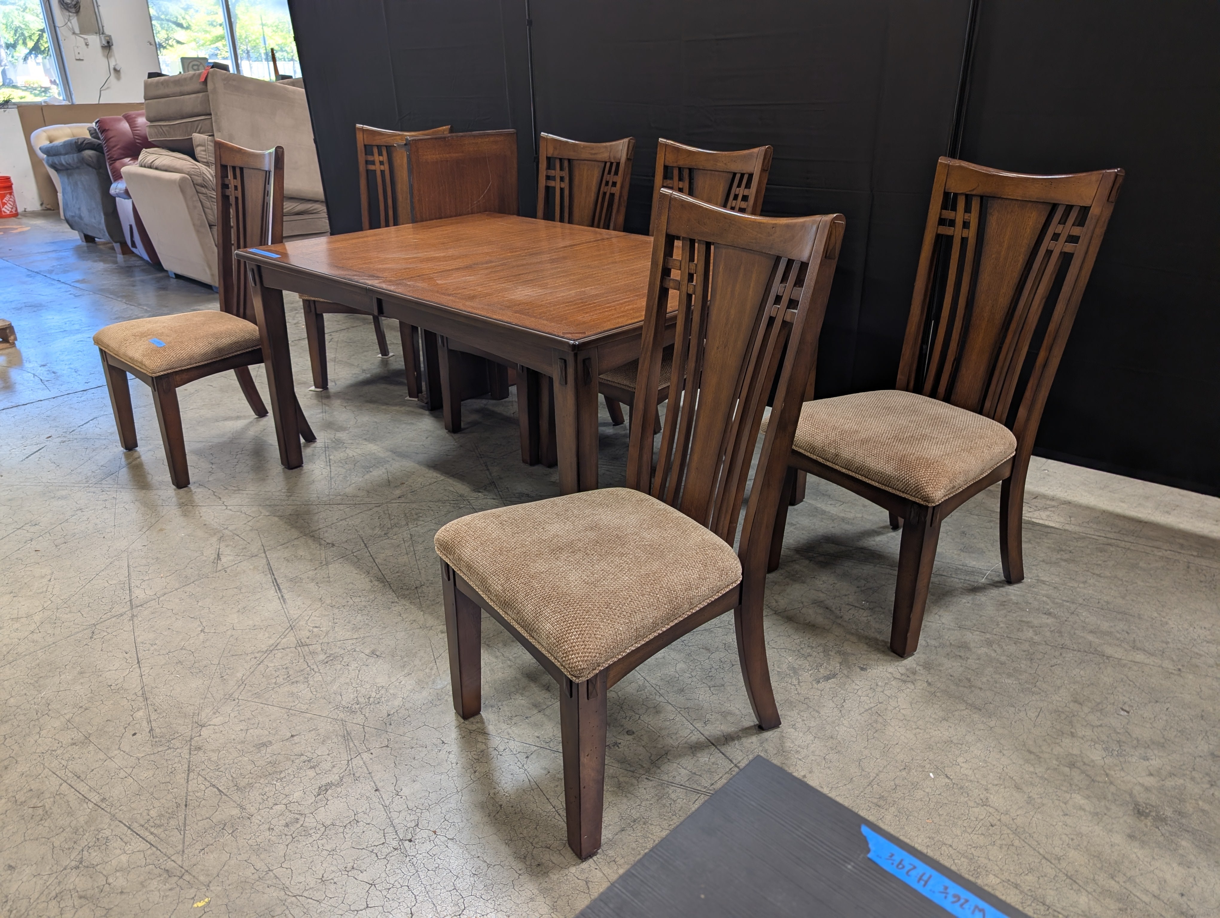 Rectangular Wood Dining Table and Six Chairs in Dark Stain Dining Set