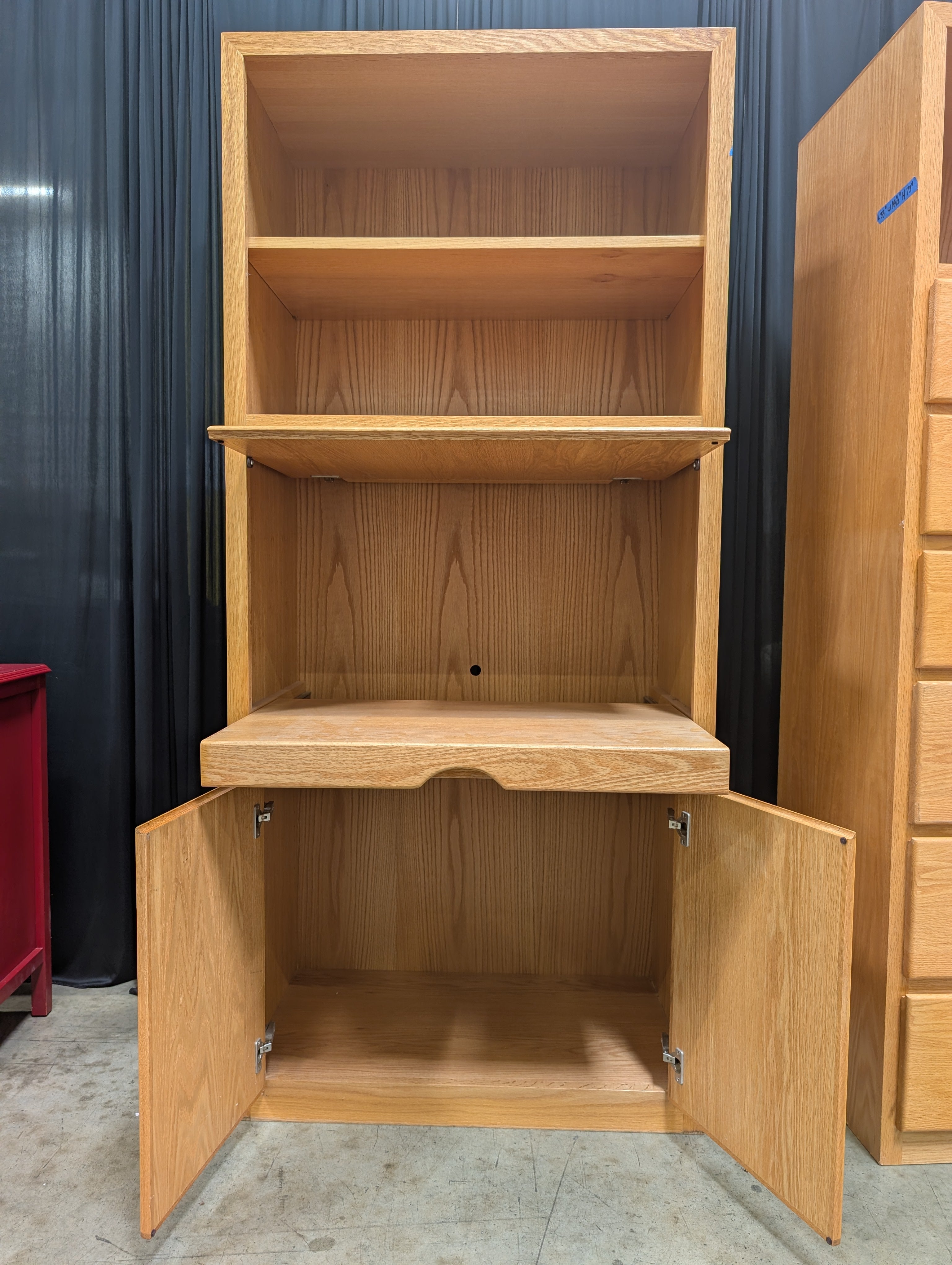 Light Wood Modular Bookcase with Closed Storage