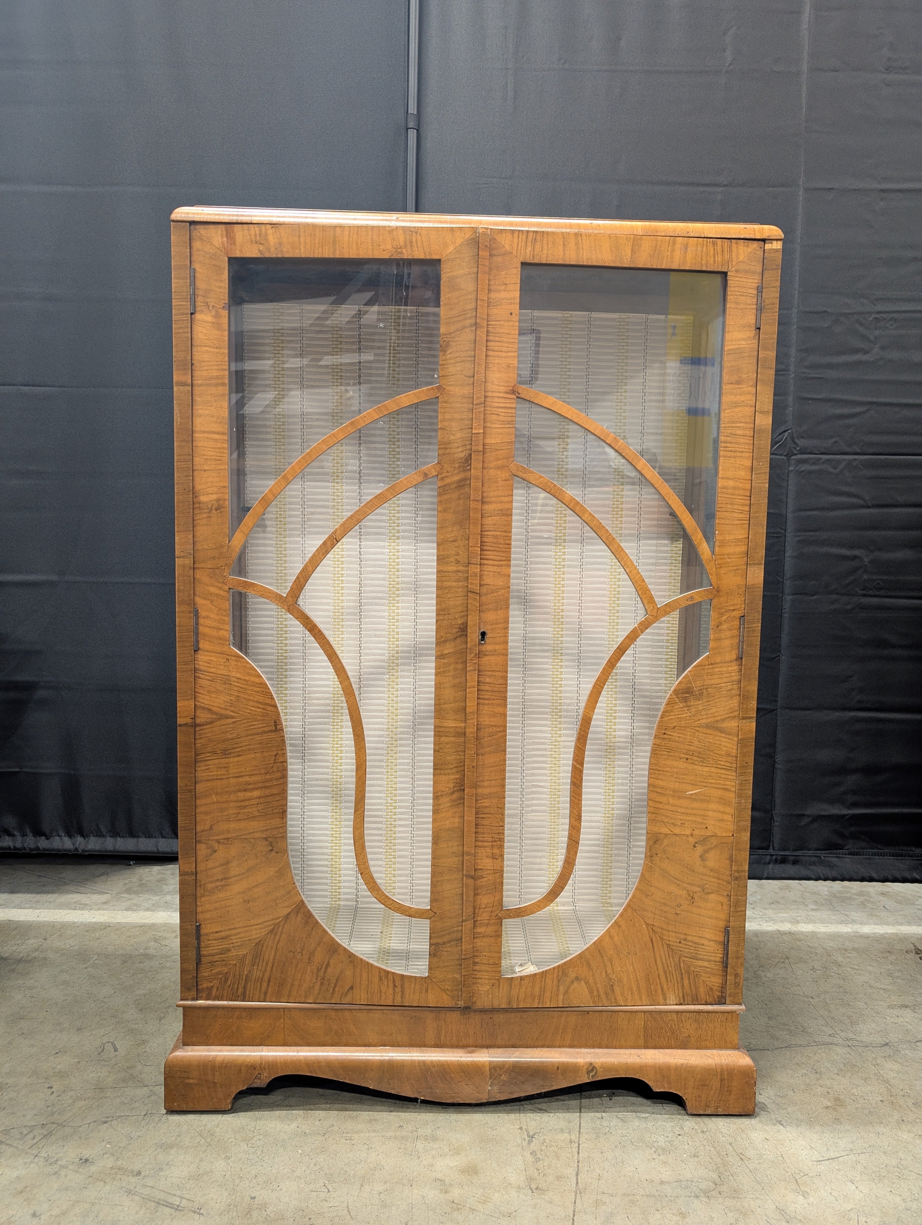 Vintage Art Deco Style Wood and Glass Display Cabinet