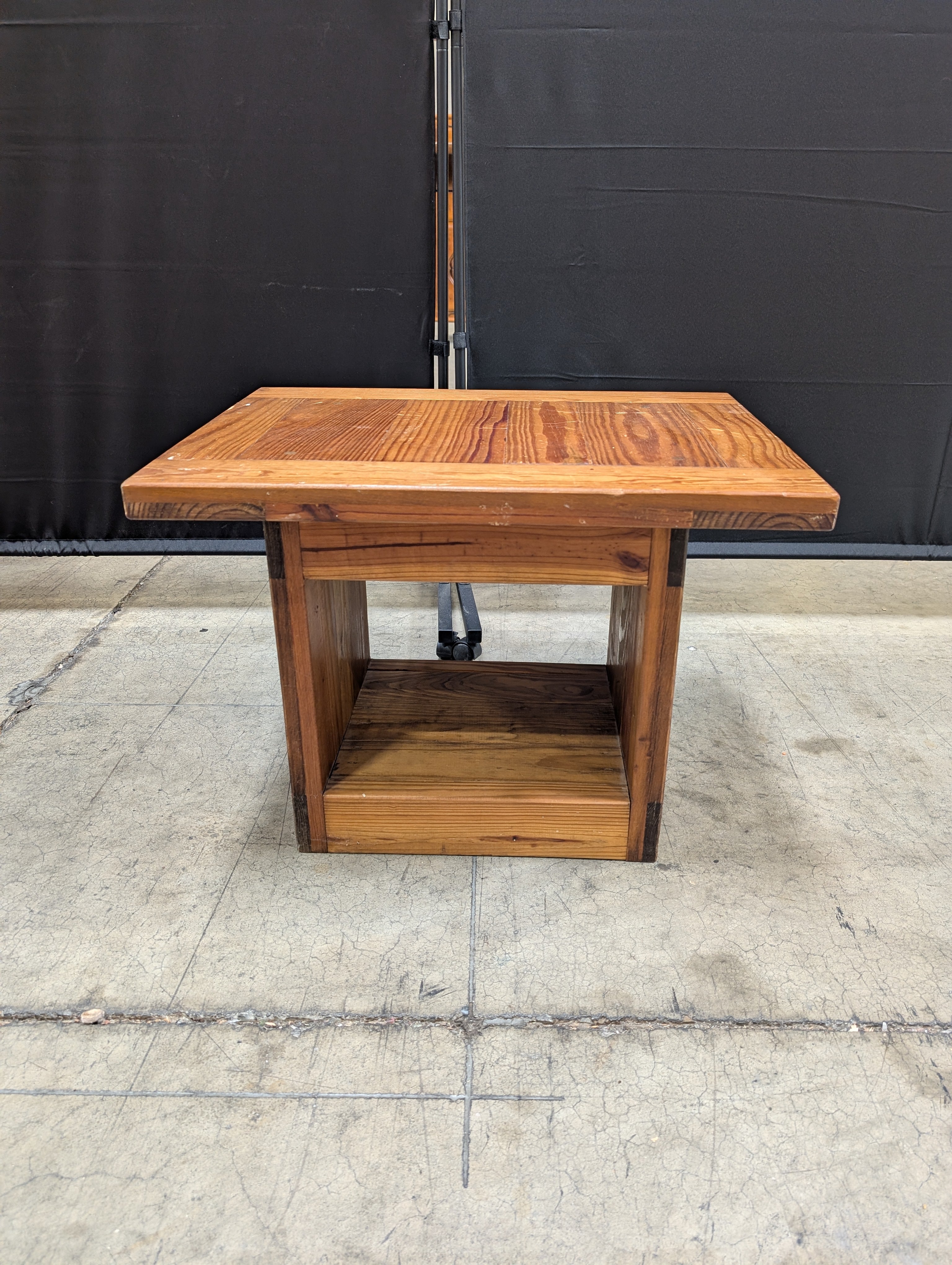 Rustic Wood Side Table with Lower Shelf