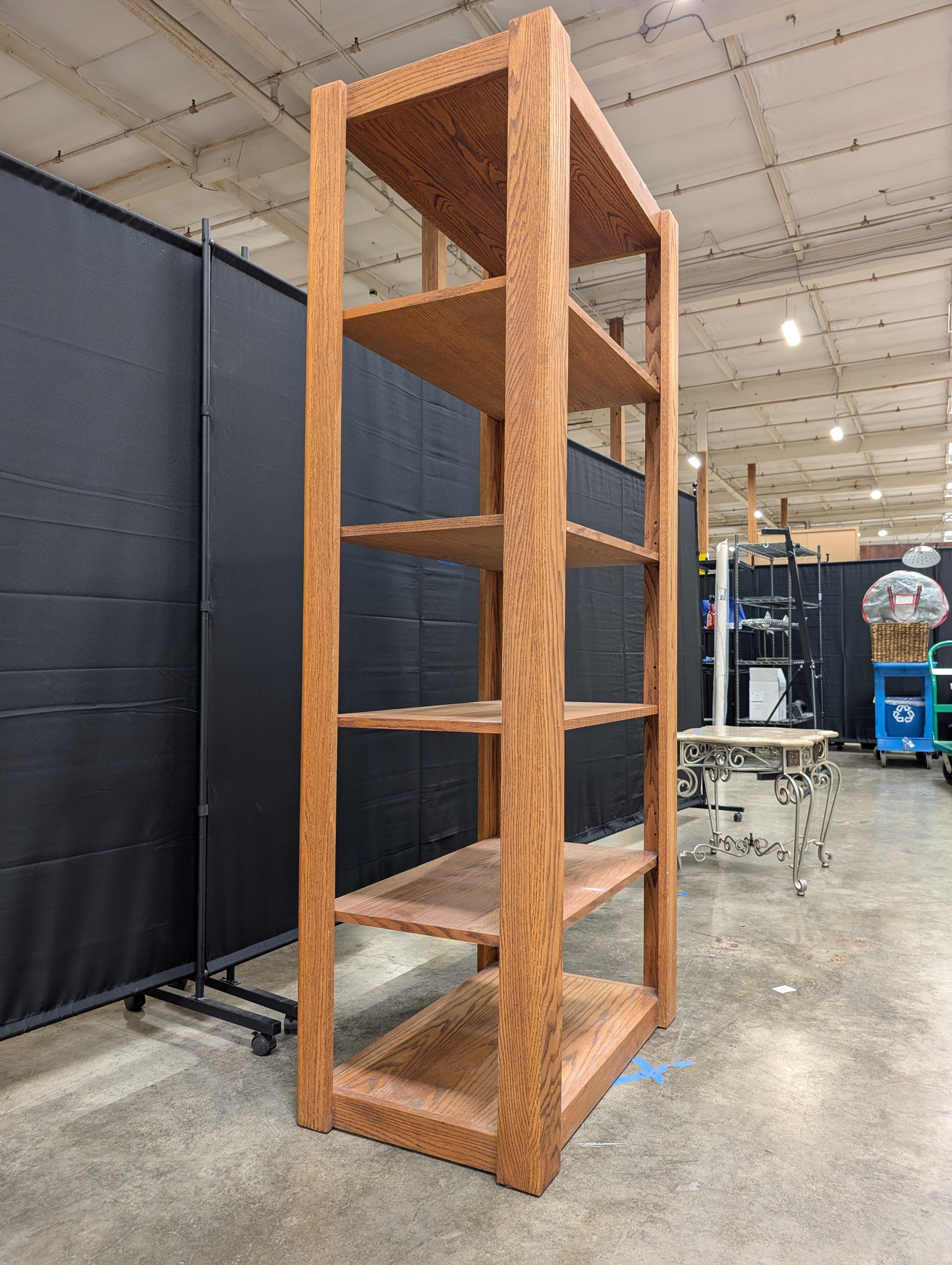 Five-Tier Oak Wood Bookcase in Medium Brown