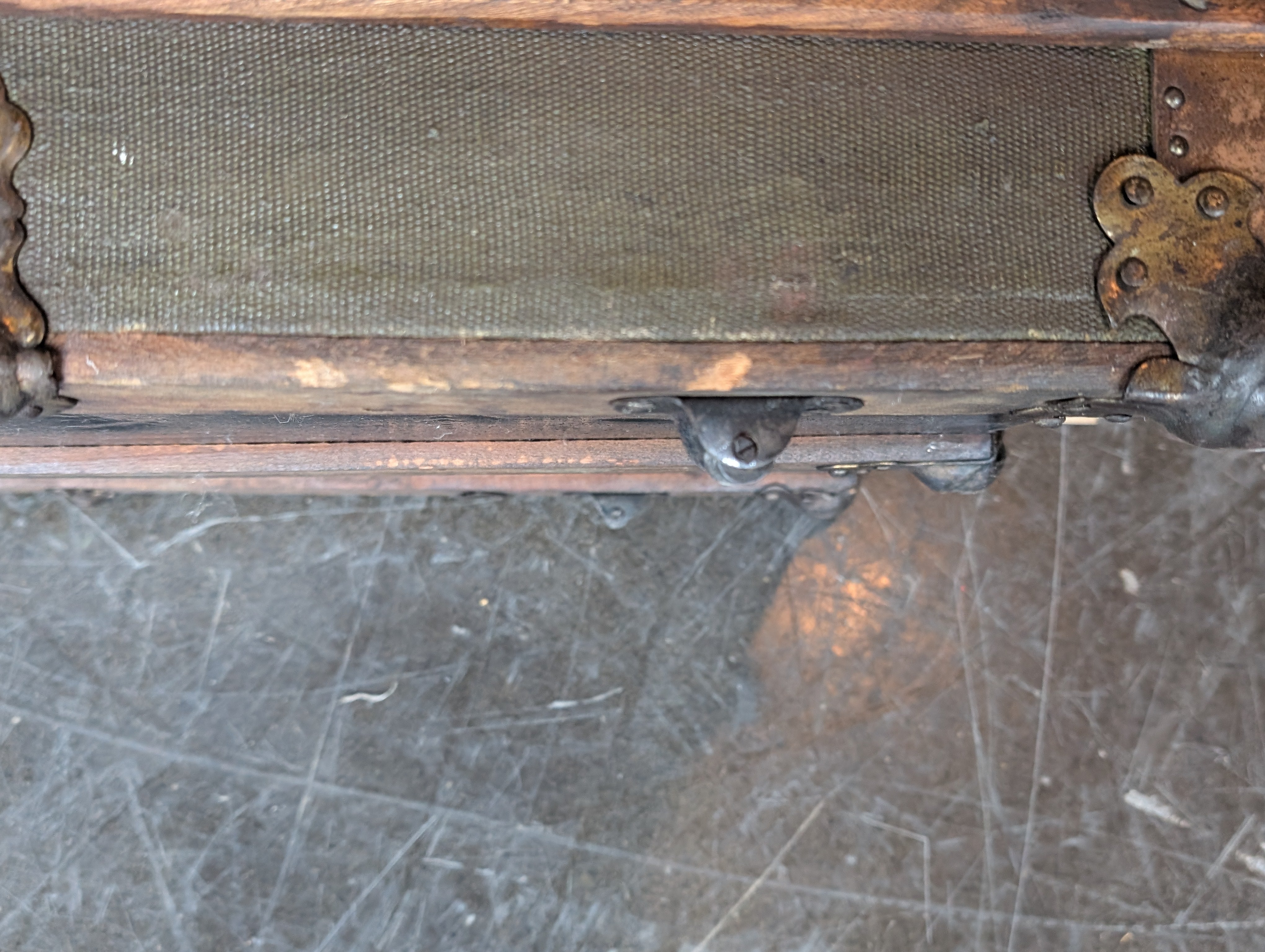 Vintage Domed Top Steamer Trunk with Wood Slats