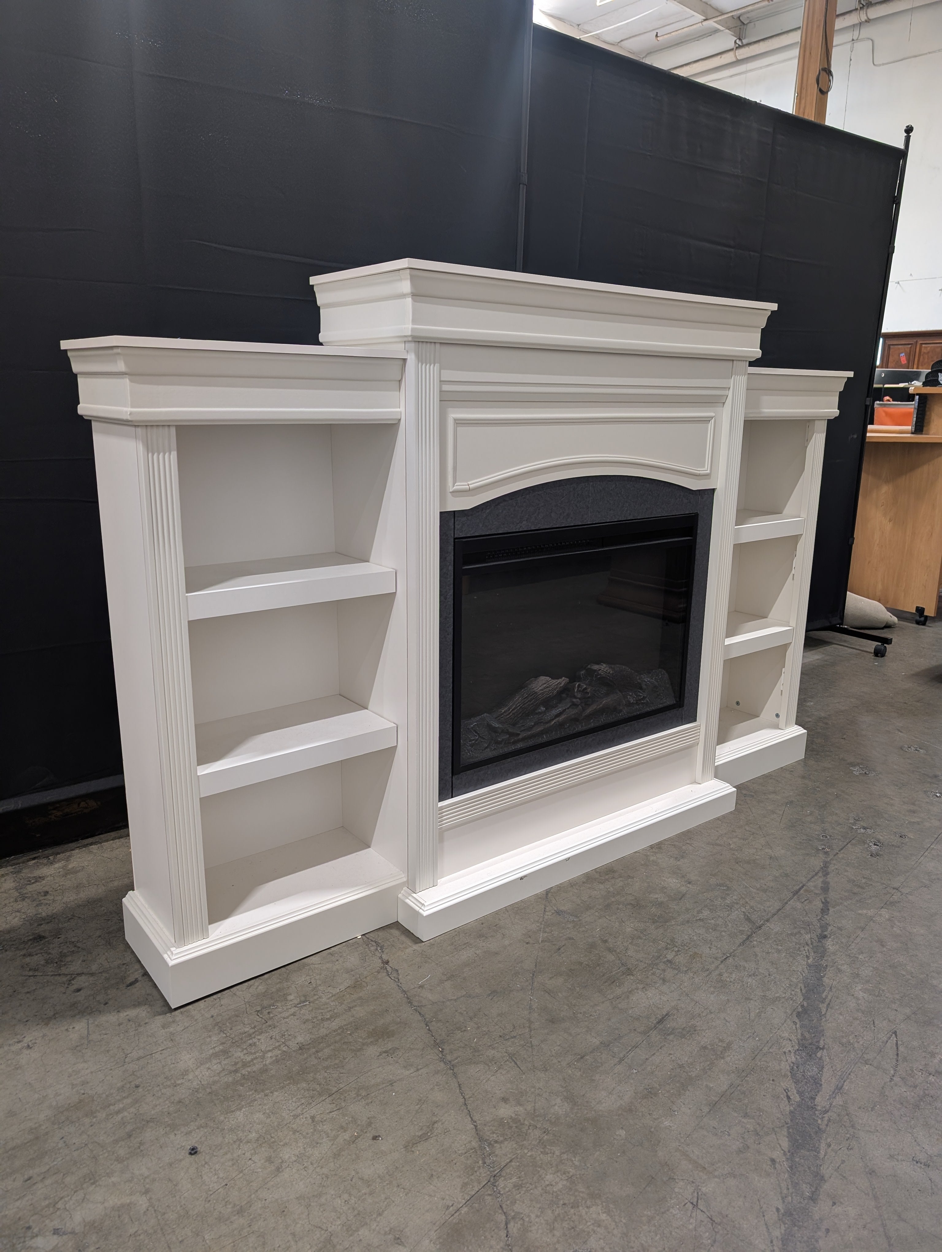 Atraflame White Electric Fireplace TV Stand with Side Shelves
