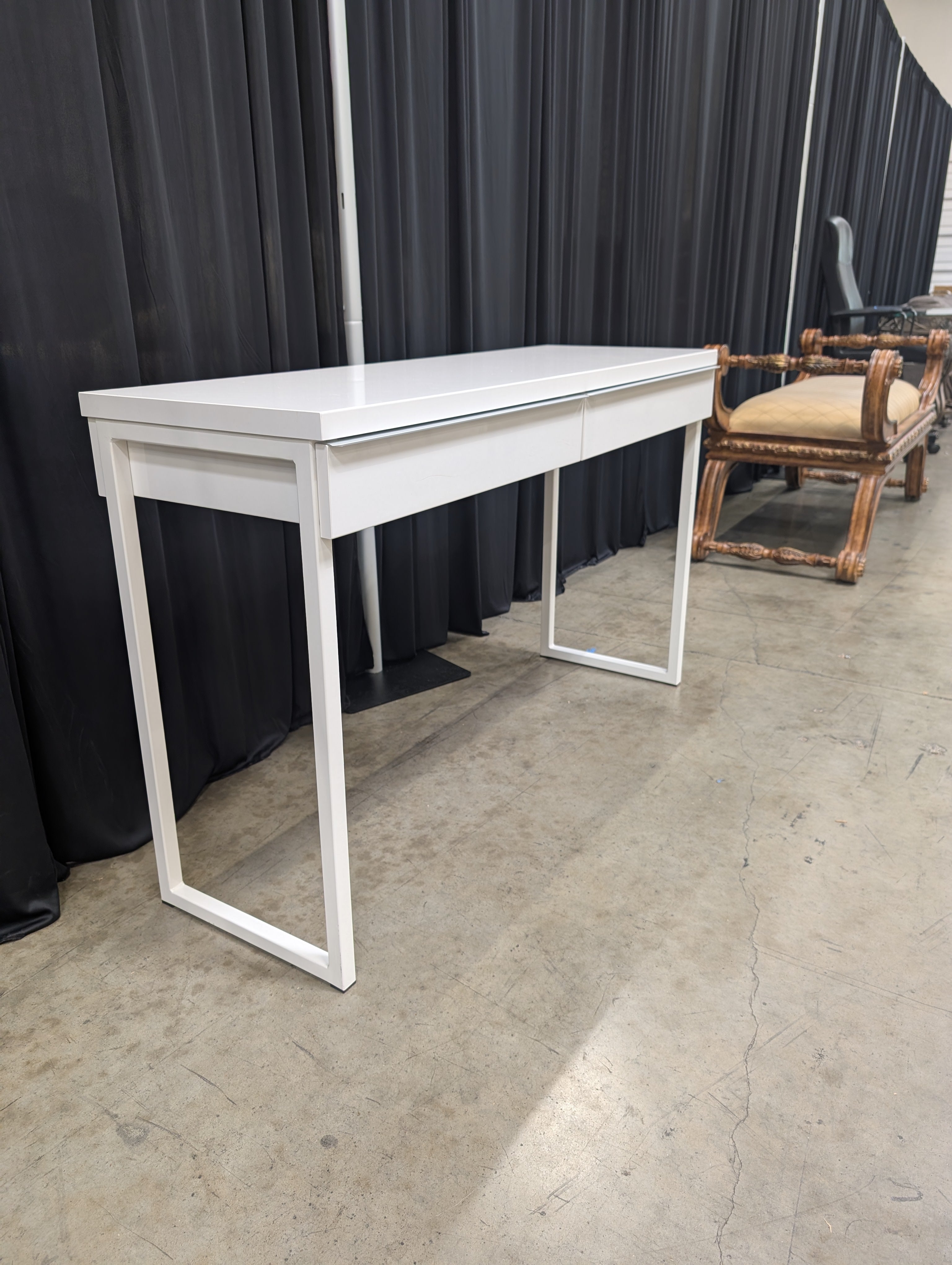 Modern High-Gloss White Console Table with Drawers