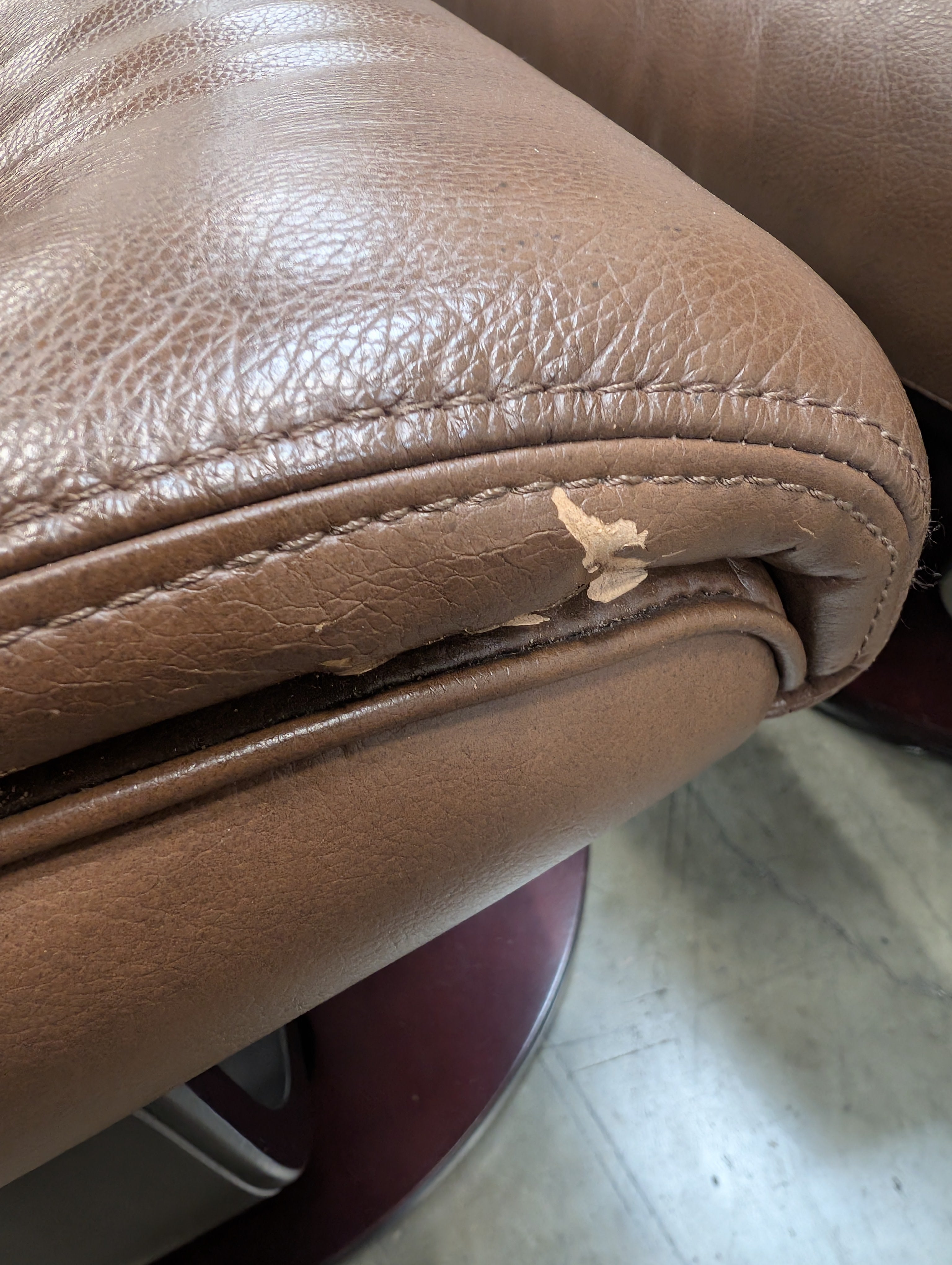 Chocolate Brown Leather Recliner with Padded Arms