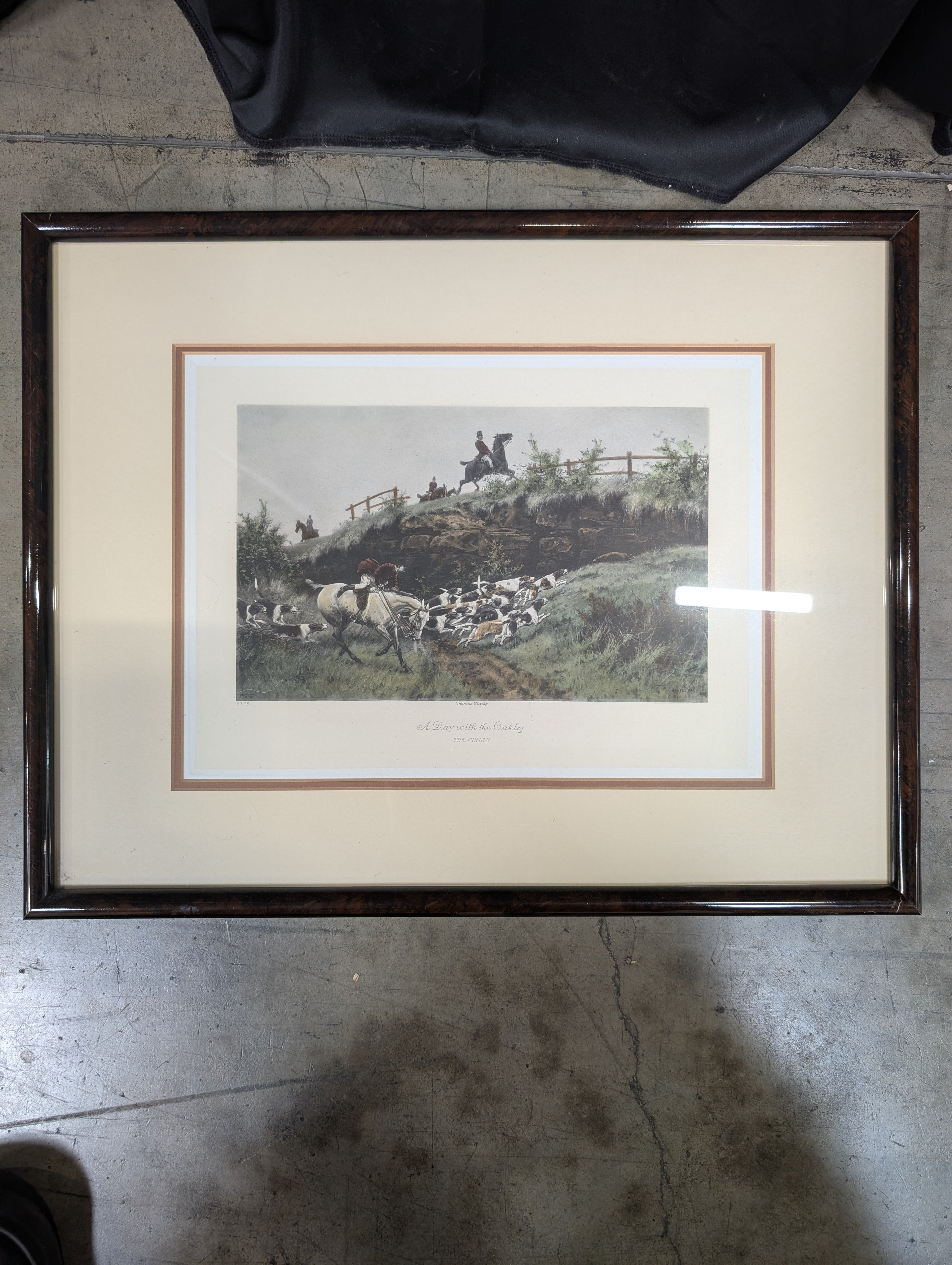 "The Finish" Traditional Fox Hunting Framed Print in Wood
