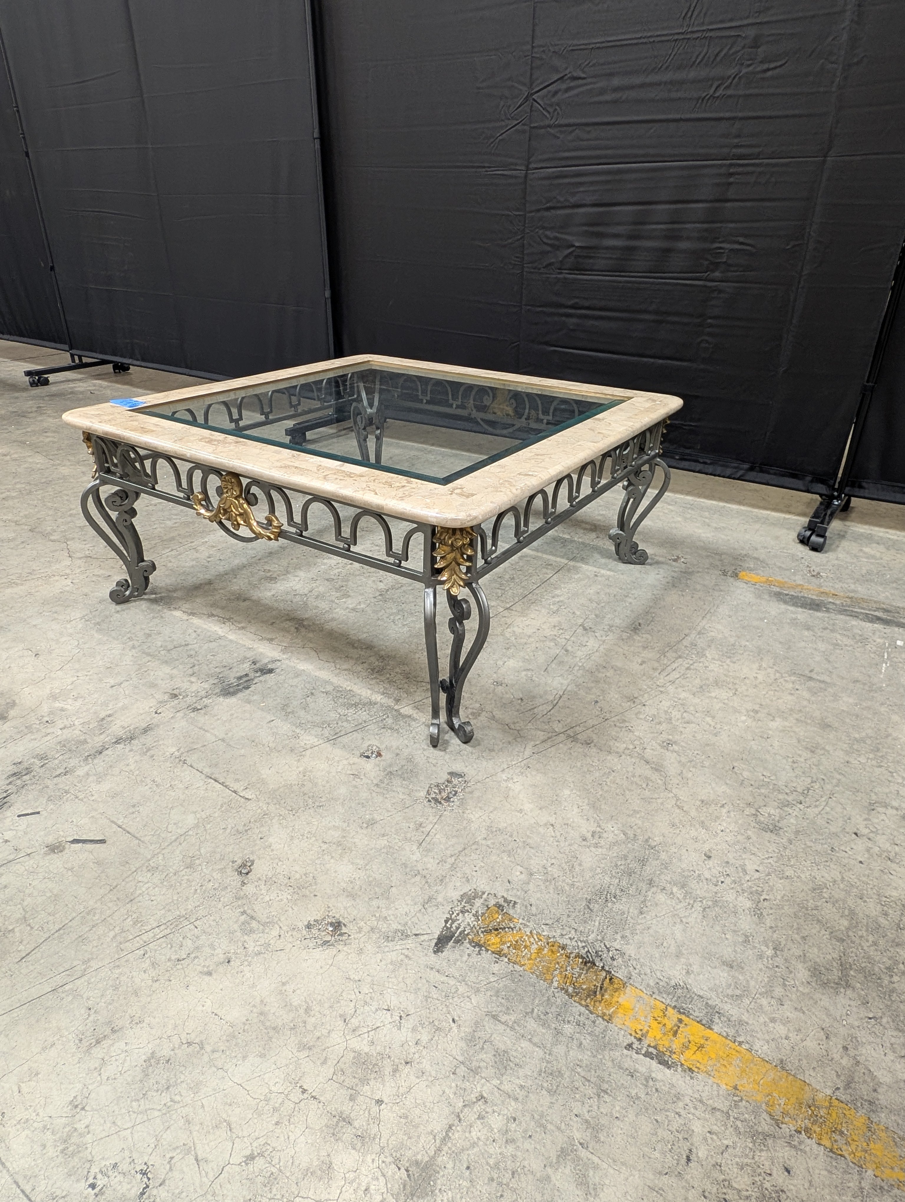 Decorative Stone Top and Metal Base Accent Tables