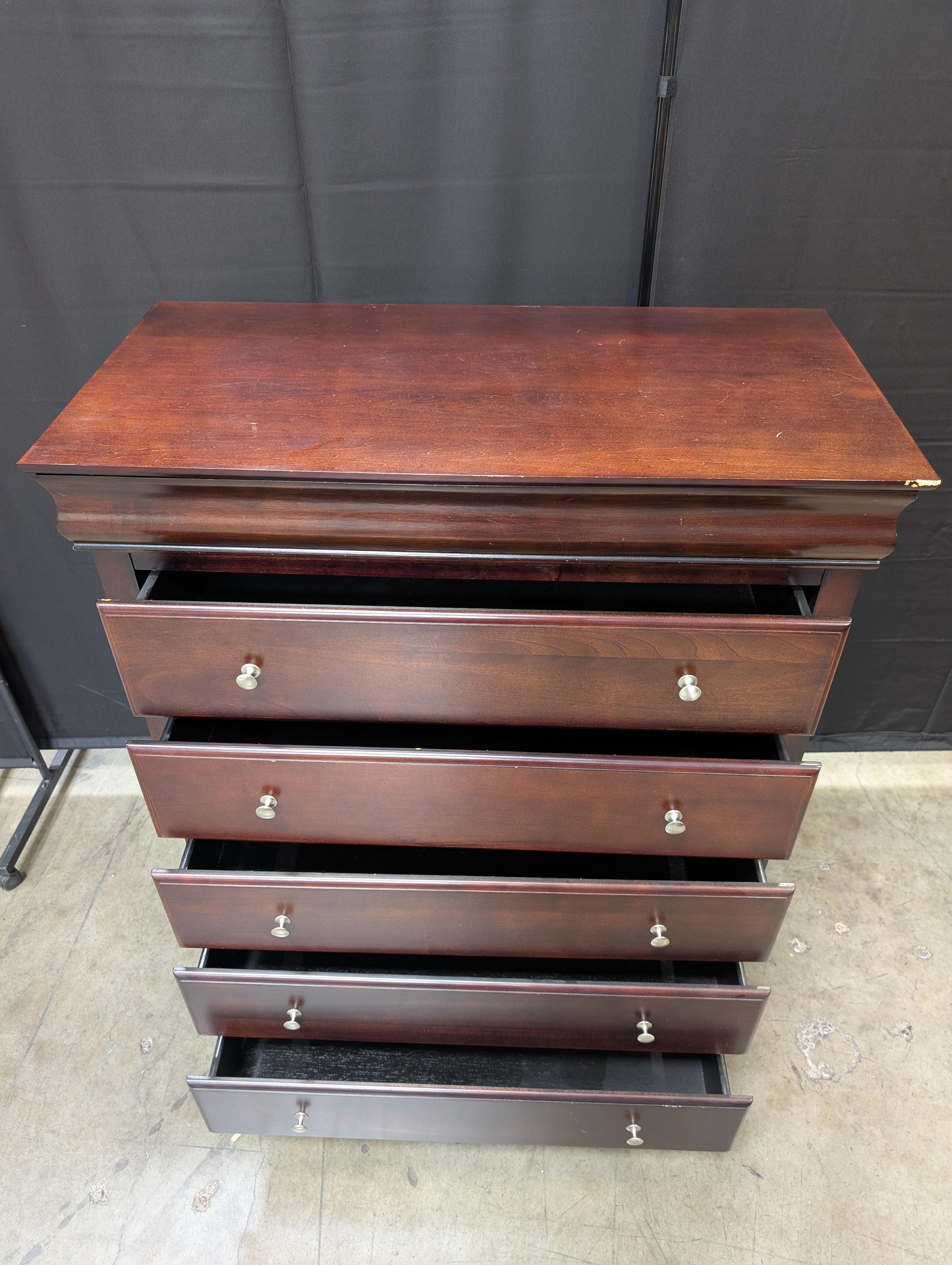 Traditional Six-Drawer Cherry Finish Wood Chest