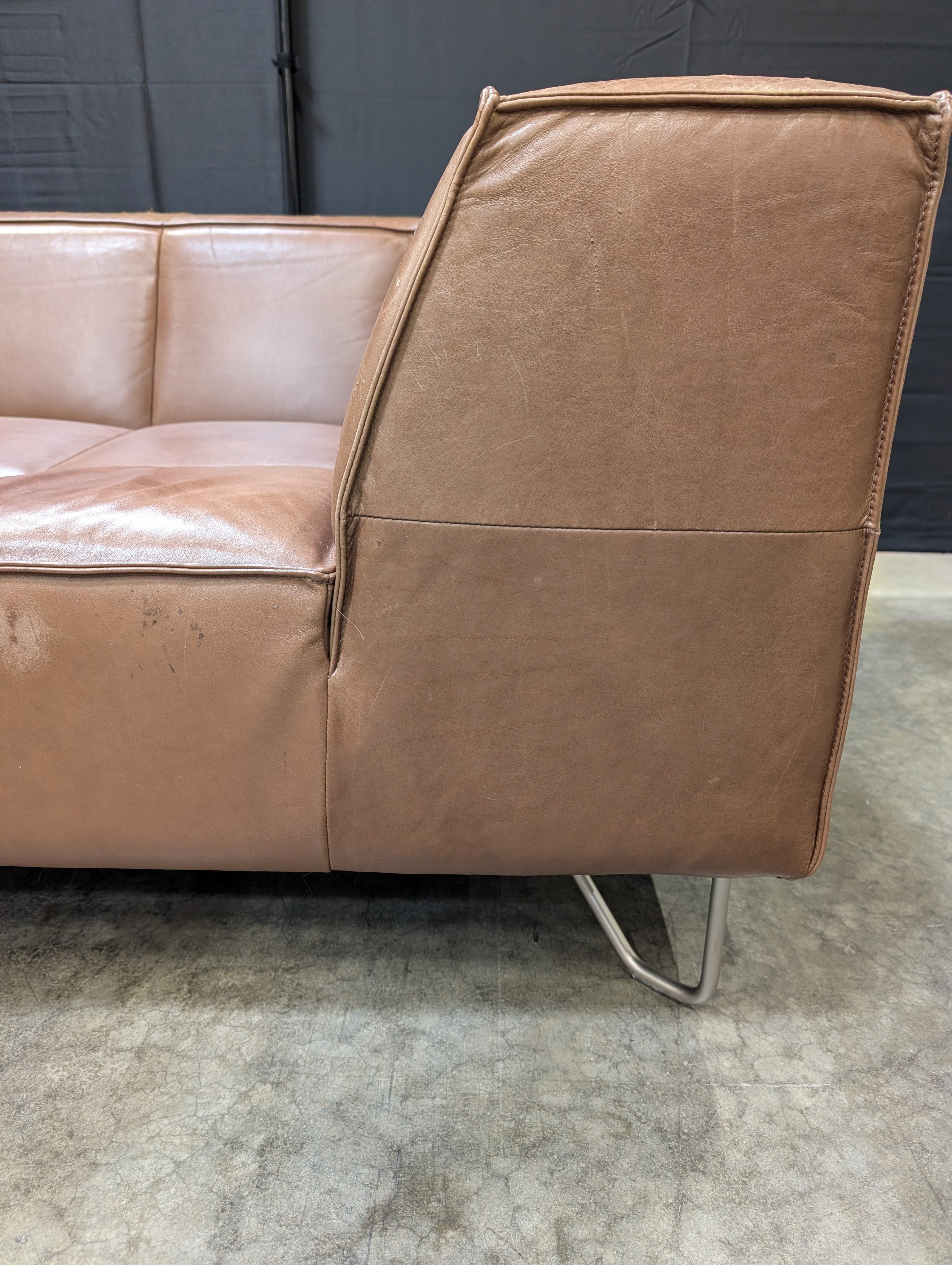 BoConcept Brown Leather Sectional Sofa with Chaise