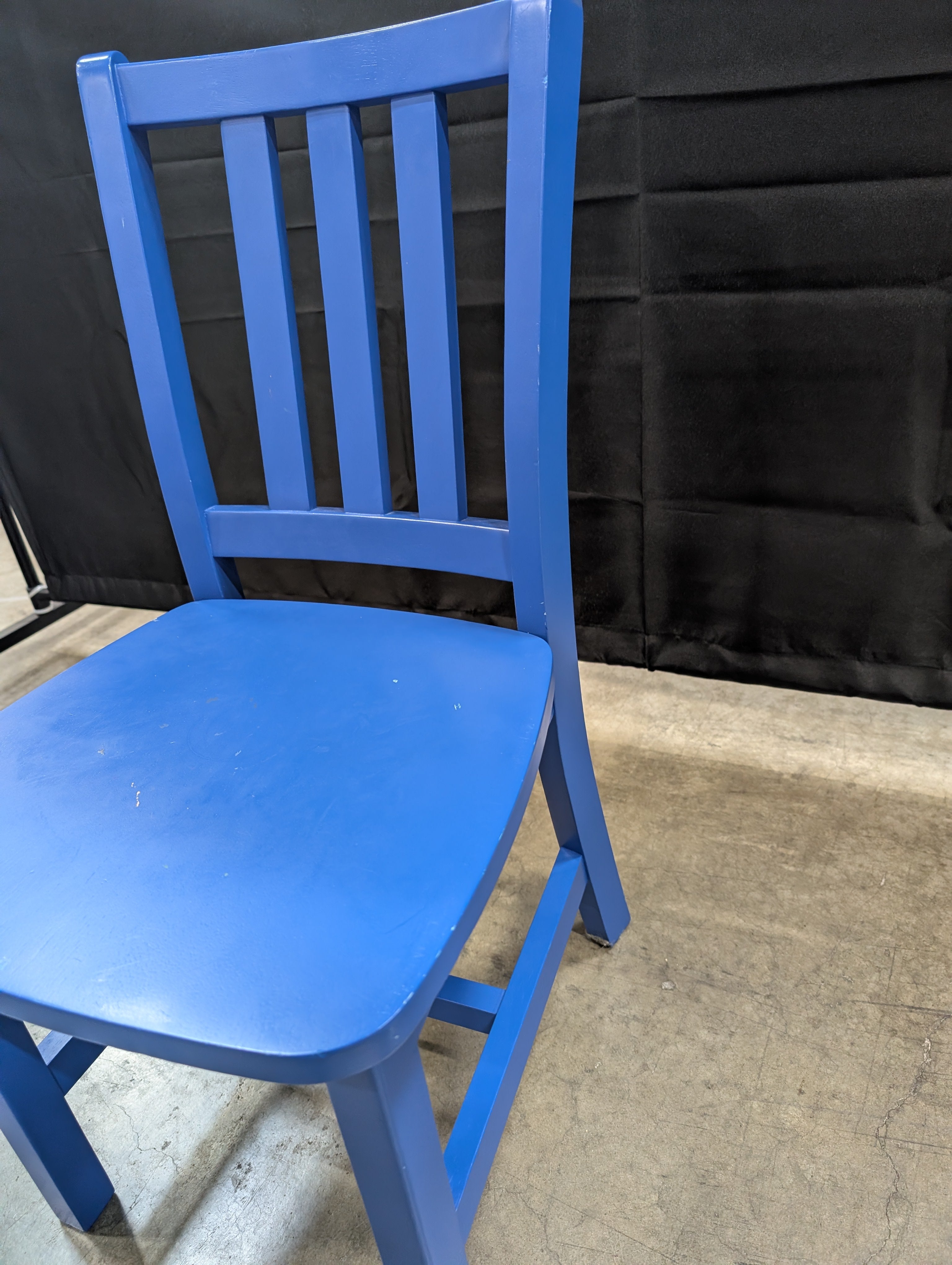 Vibrant Blue Wooden Child's Slat Back Chair