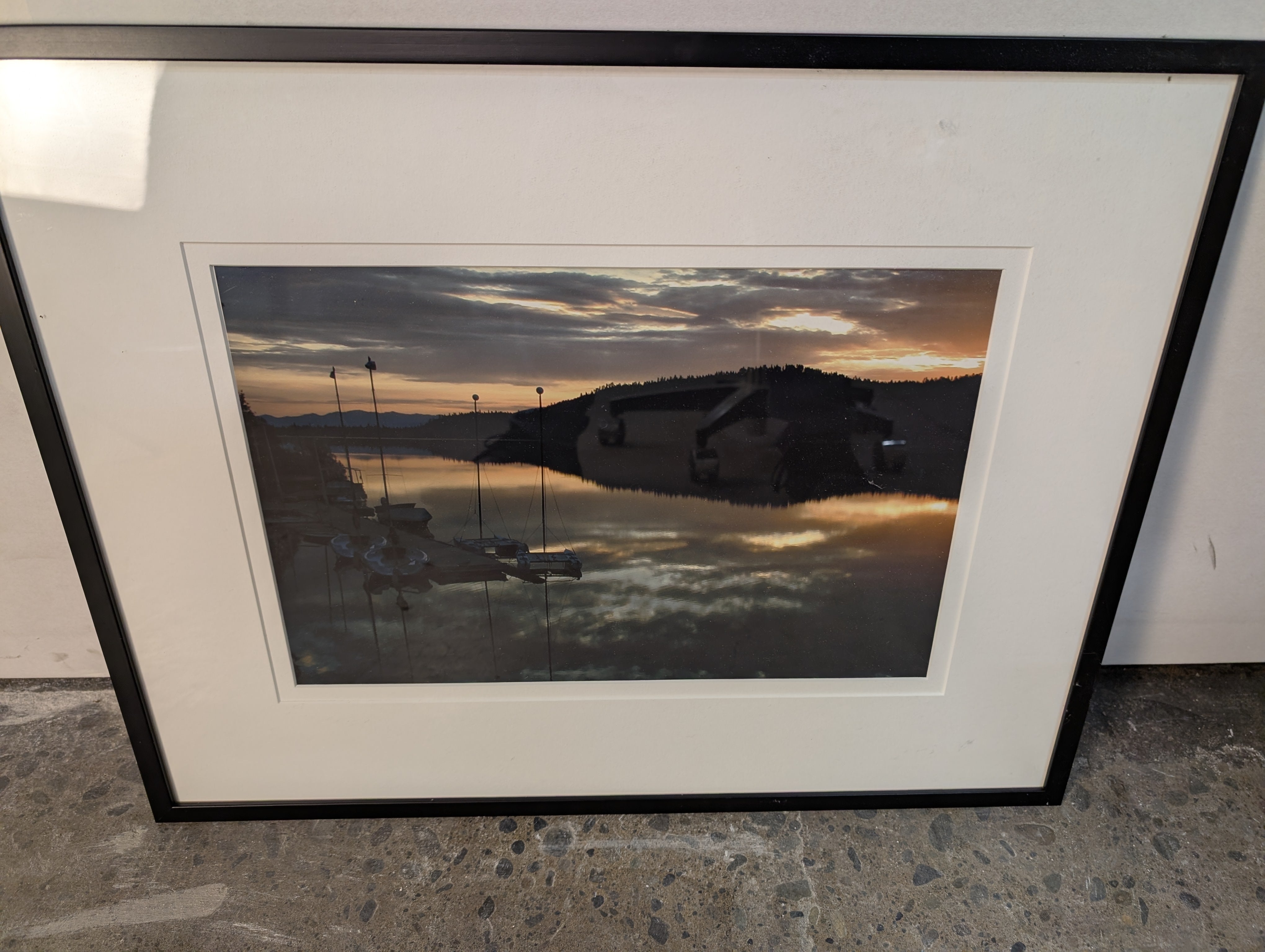Serene Lake Sunset Framed Wall Art Print