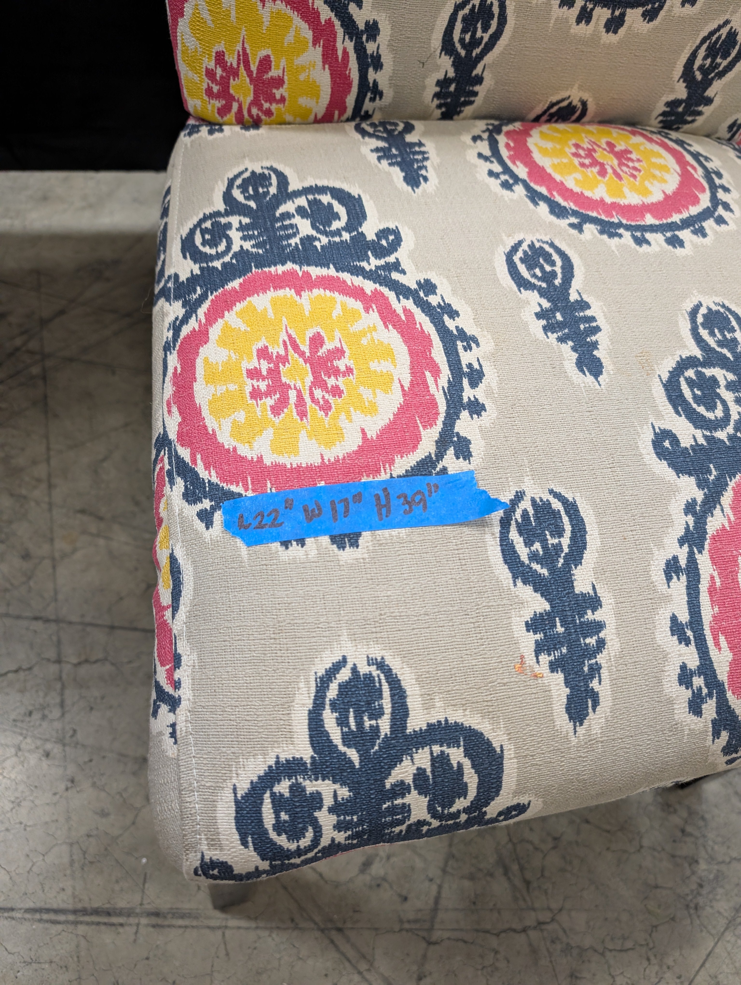 Grey Multi-Color Medallion Pattern Accent Chair