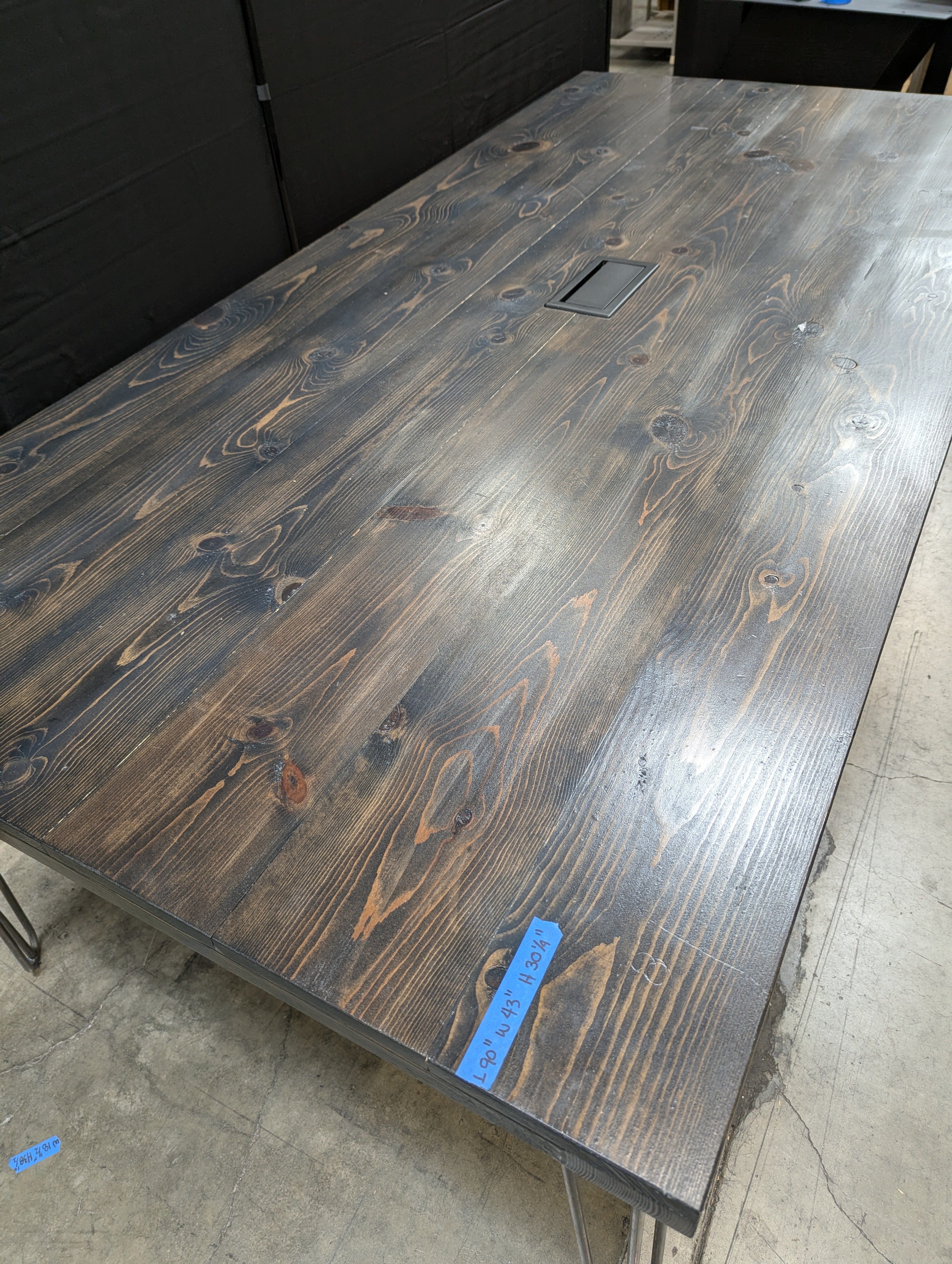 Industrial Style Dark Wood Hairpin Leg Table
