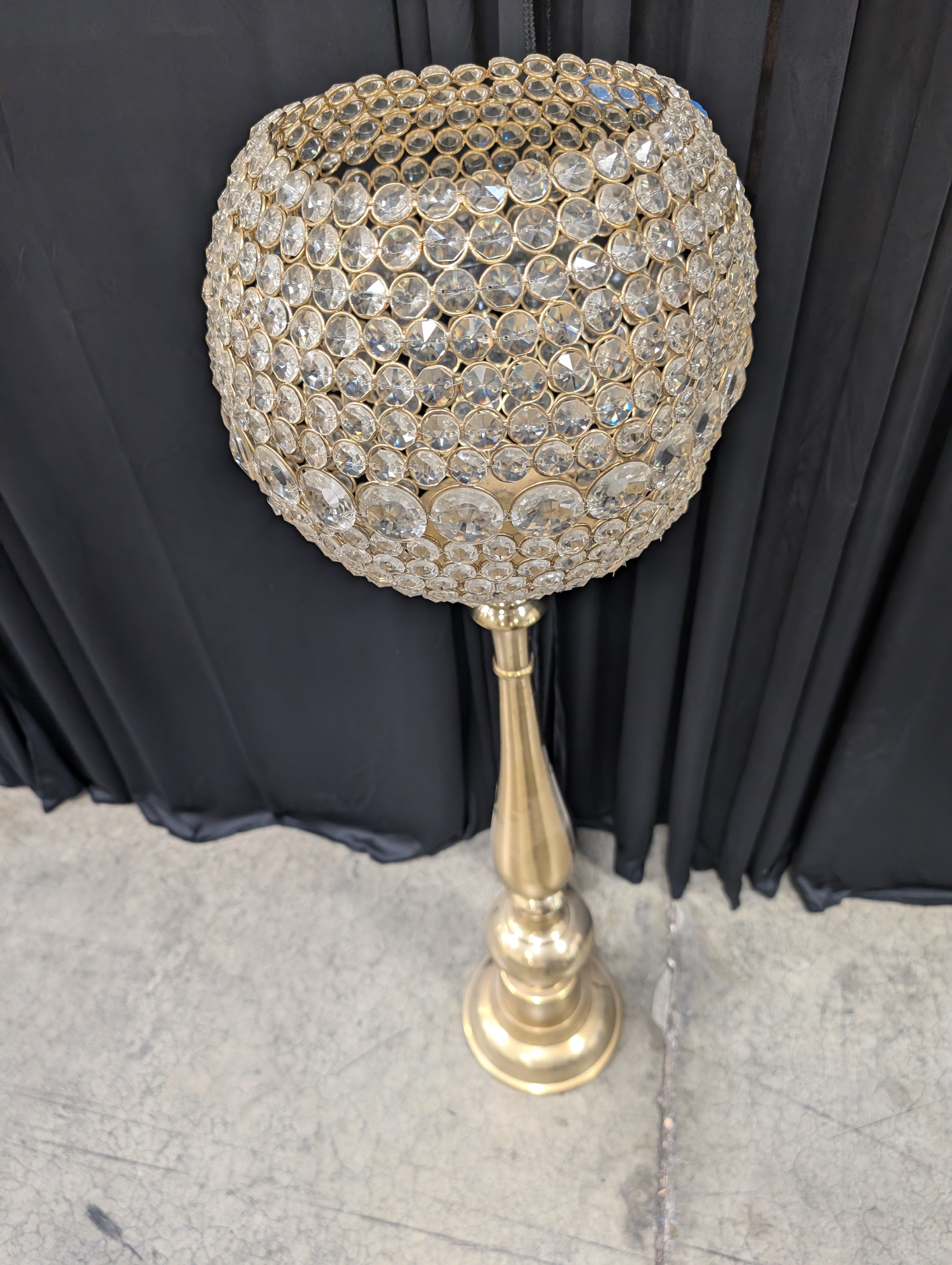 Gold Crystal Globe Floor Candle Holder