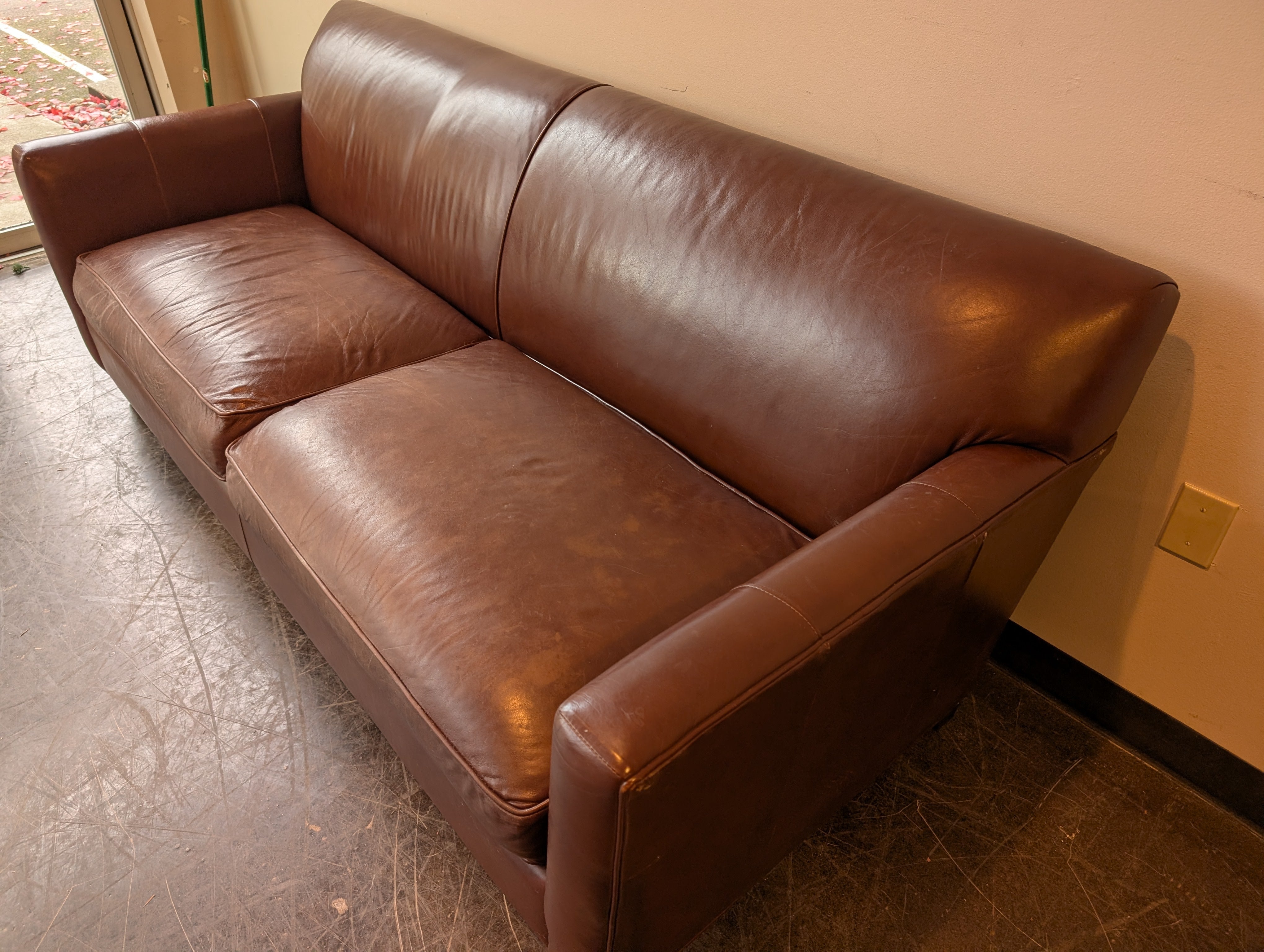 Crate and Barrel Axis 82" Genuine Leather Sofa in Excellent Condition