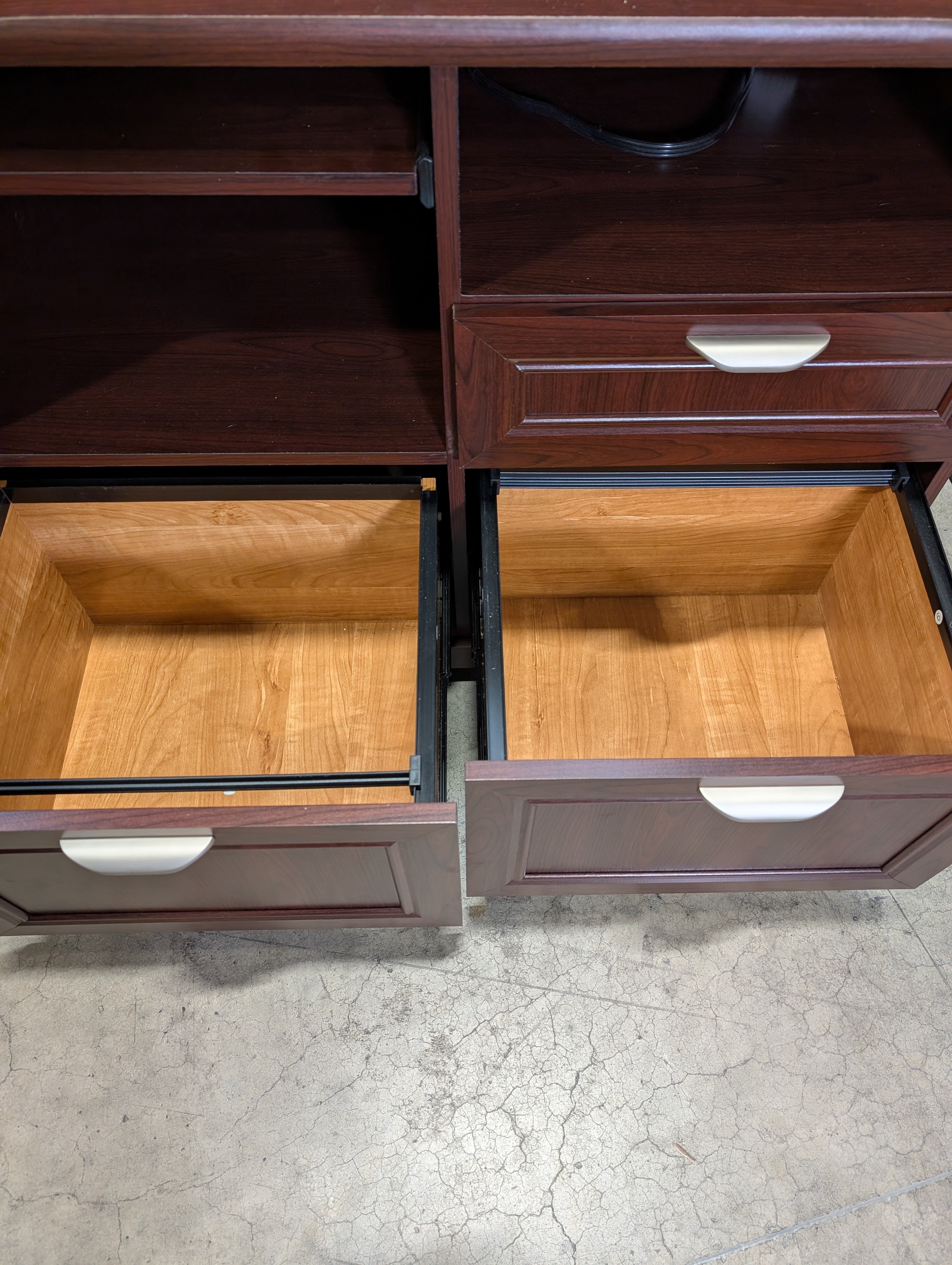 Compact Dark Cherry Finish Desk with USB