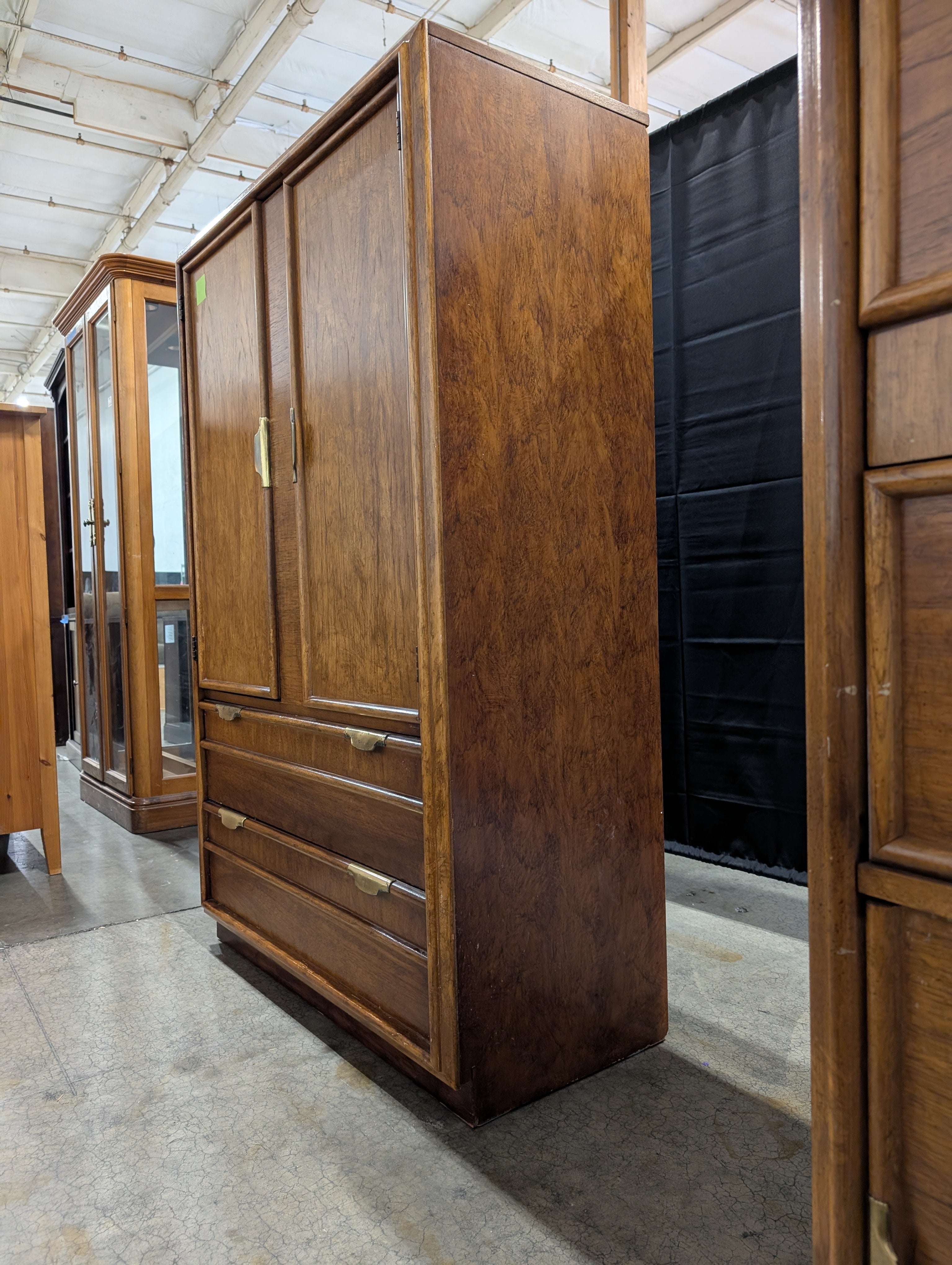 Traditional Dixie Hardwood Armoire Cabinet with Storage Drawers