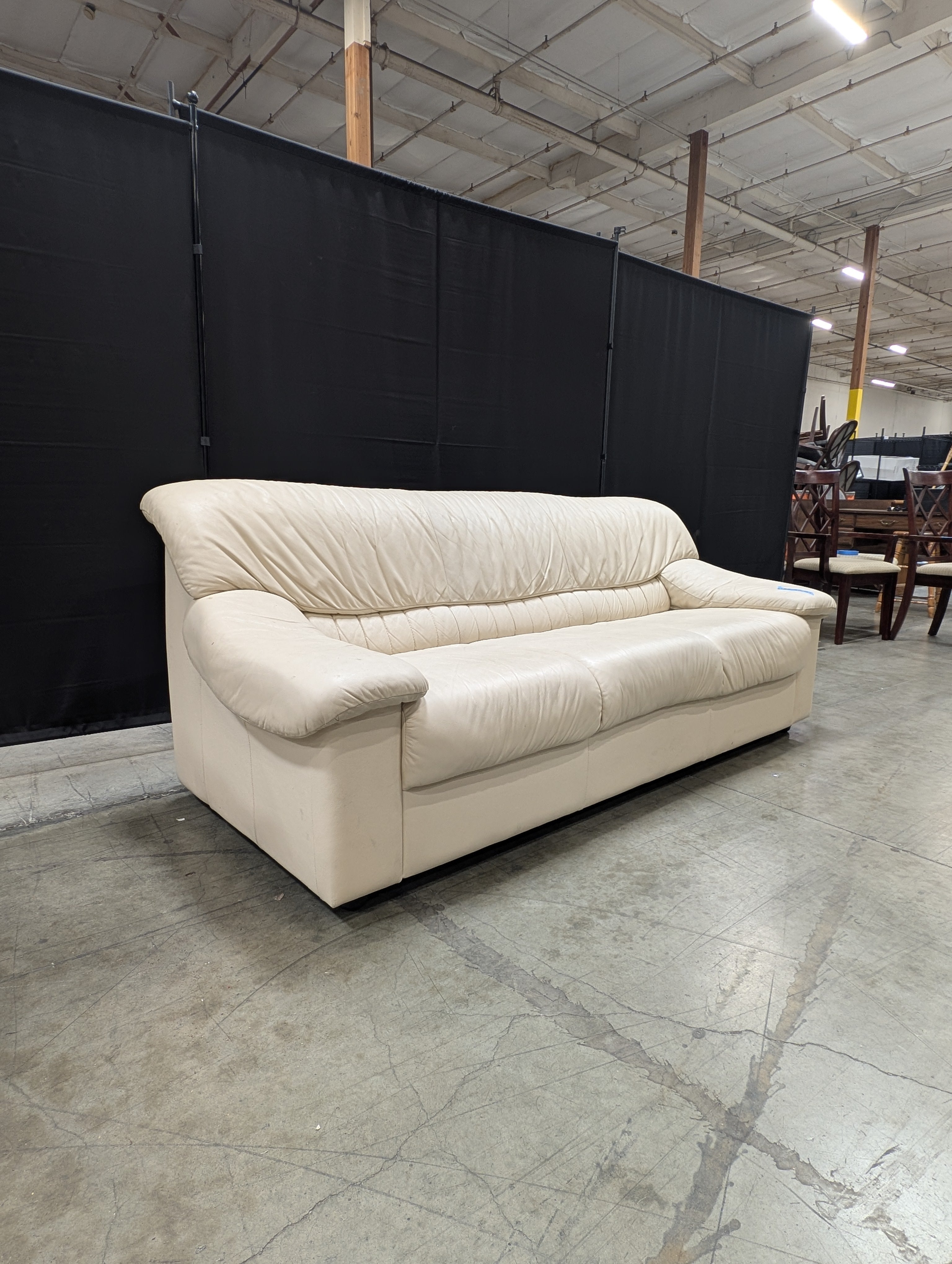 Cream Natuzzi Three-Seater Upholstered Sofa
