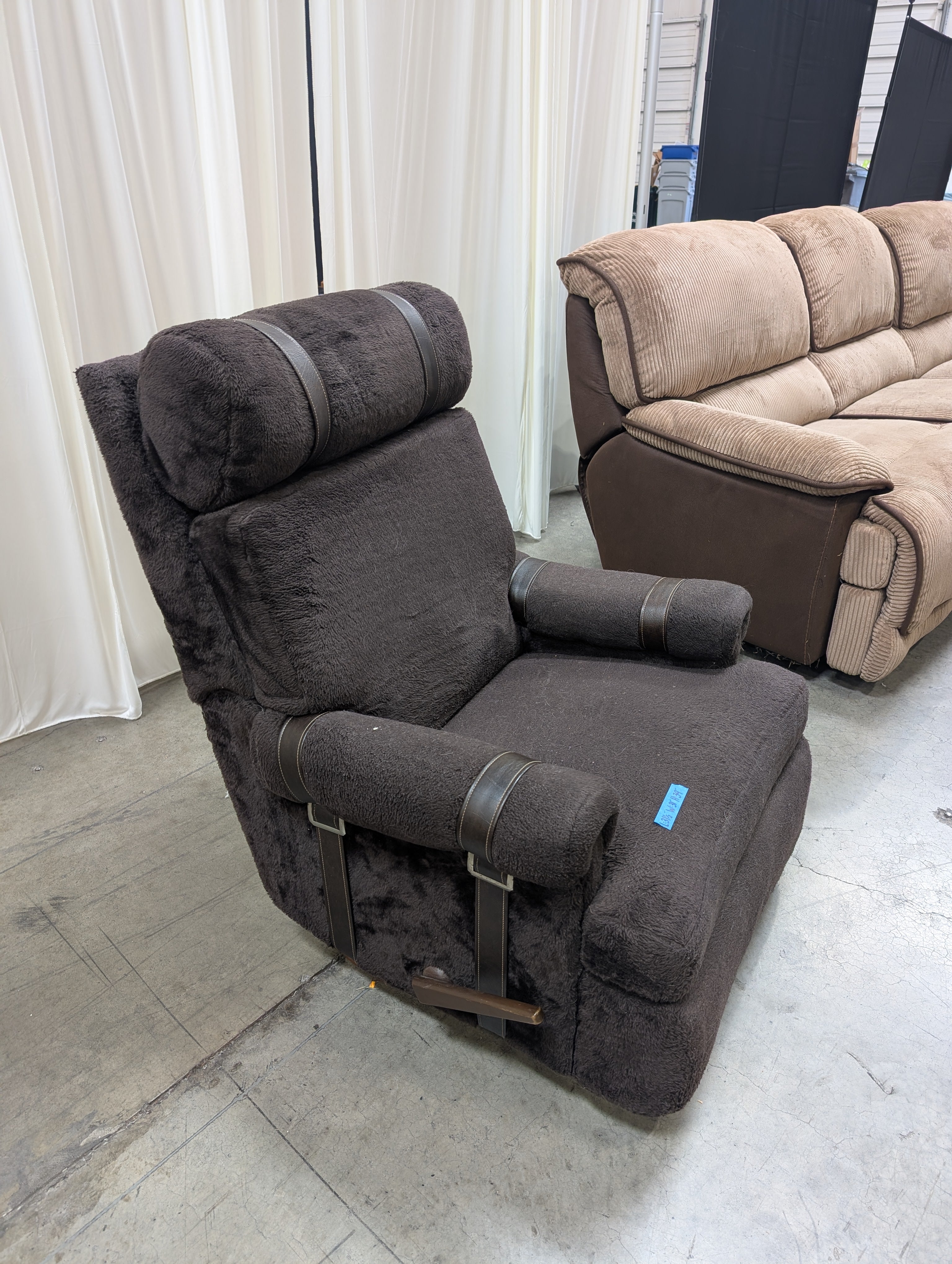 Plush Brown Faux Fur Recliner