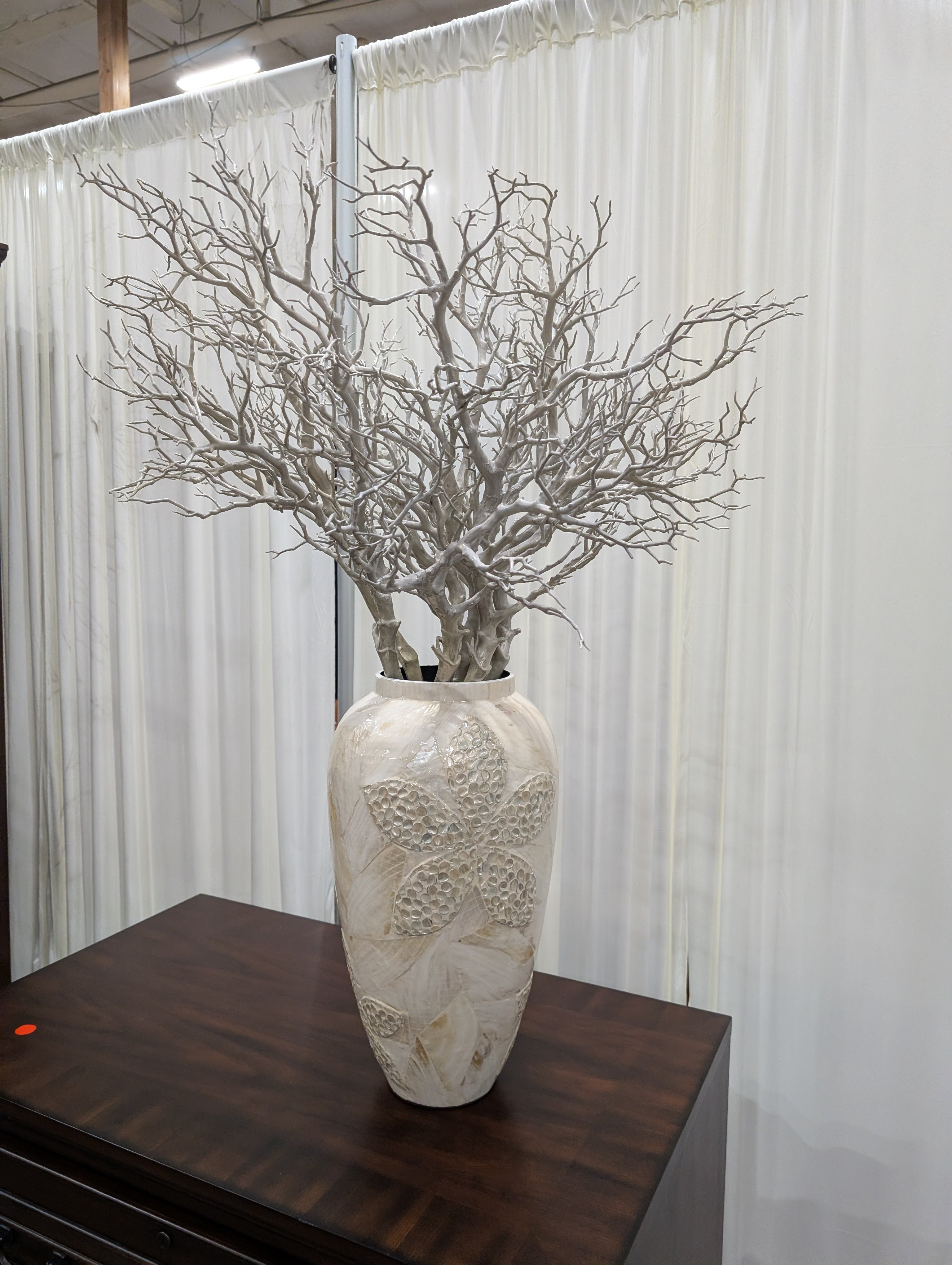Capiz Shell Mosaic Floral Floor Vase