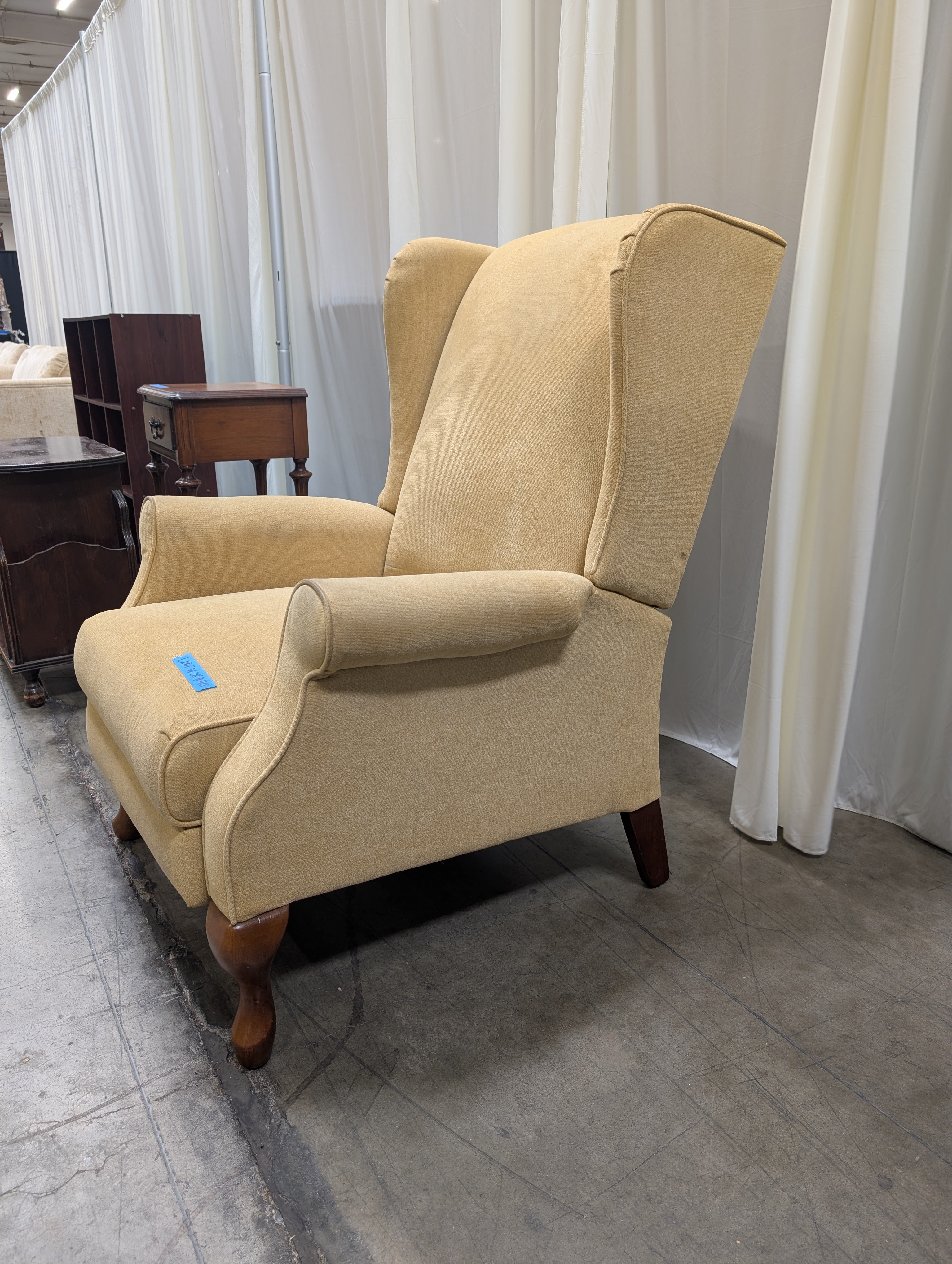 Vintage Yellow LaZboy Wingback Chair in Velvet