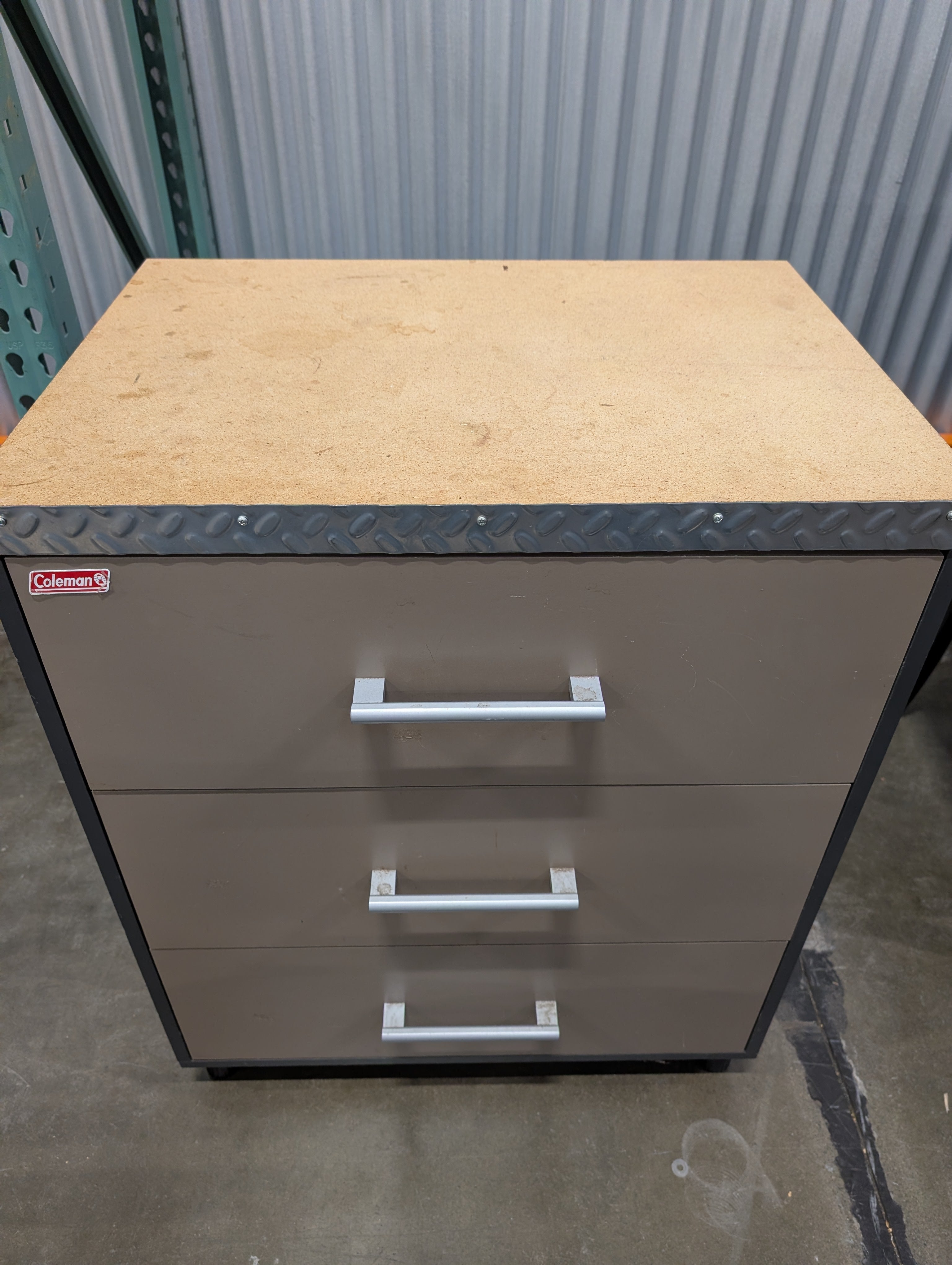 Coleman Three-Drawer Storage Cabinet with Light Beige Finish