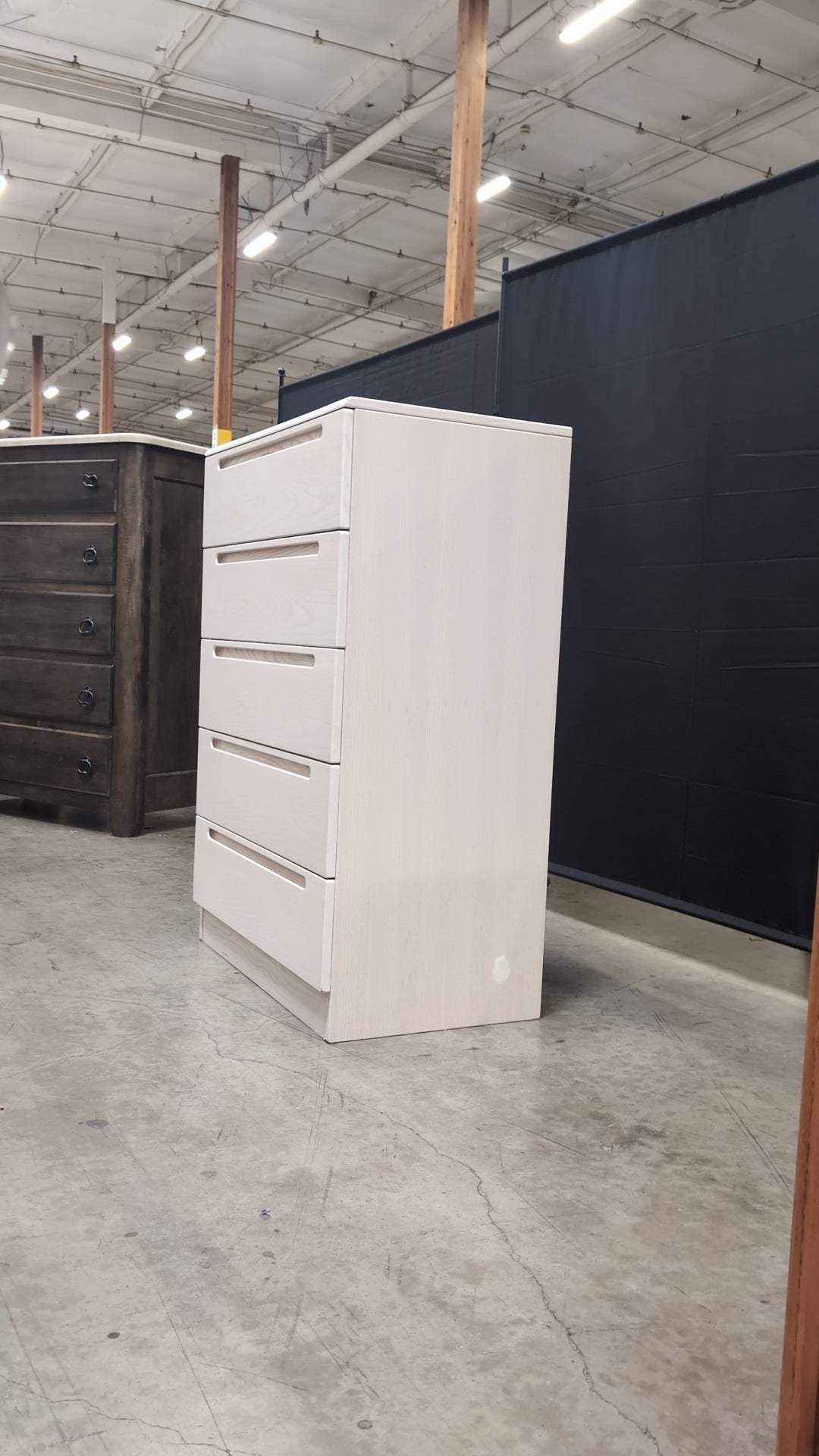 Modern Blonde Wood Five-Drawer Dresser