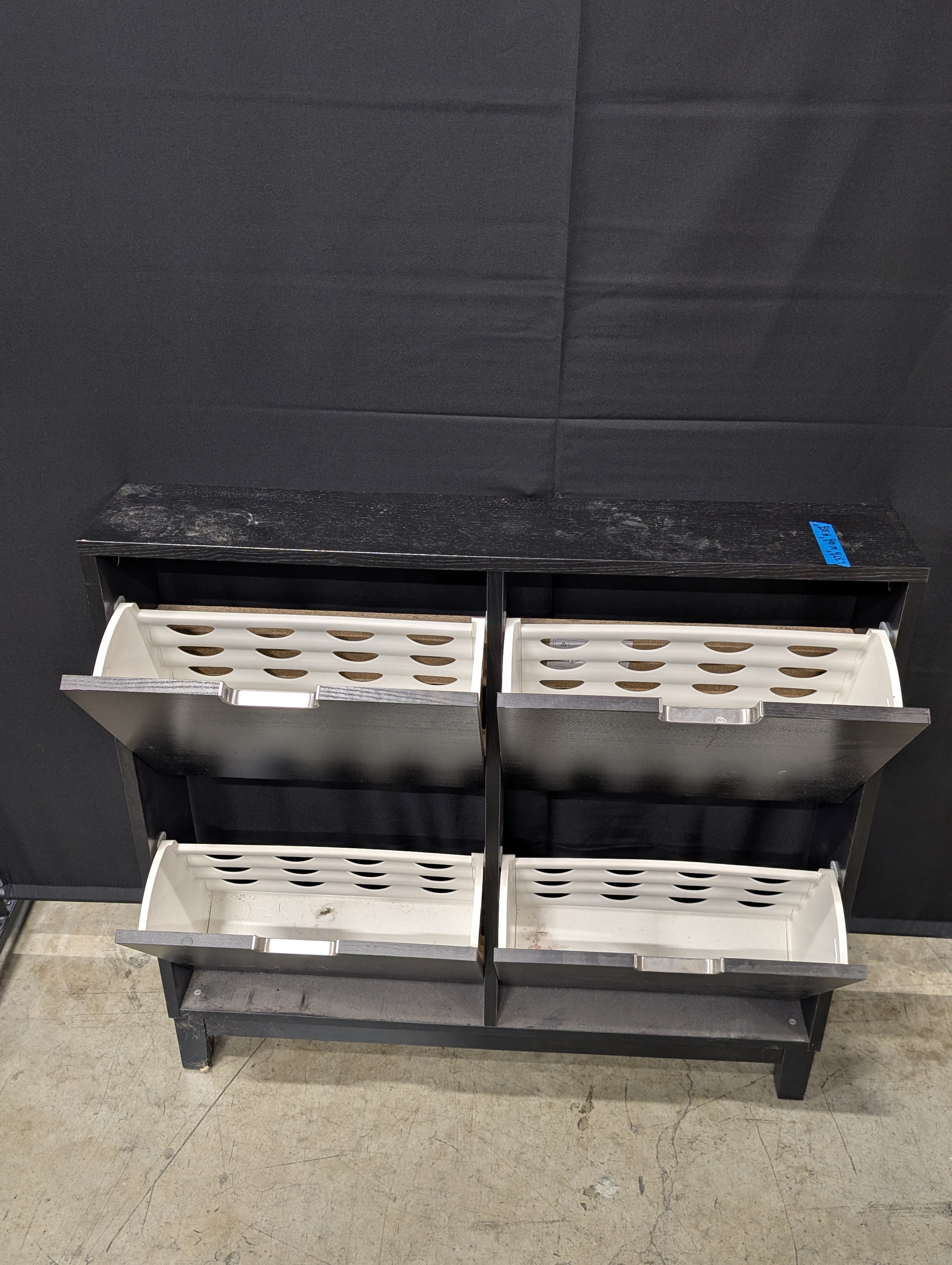 Contemporary Dark Wood Effect Four-Compartment Shoe Organizer