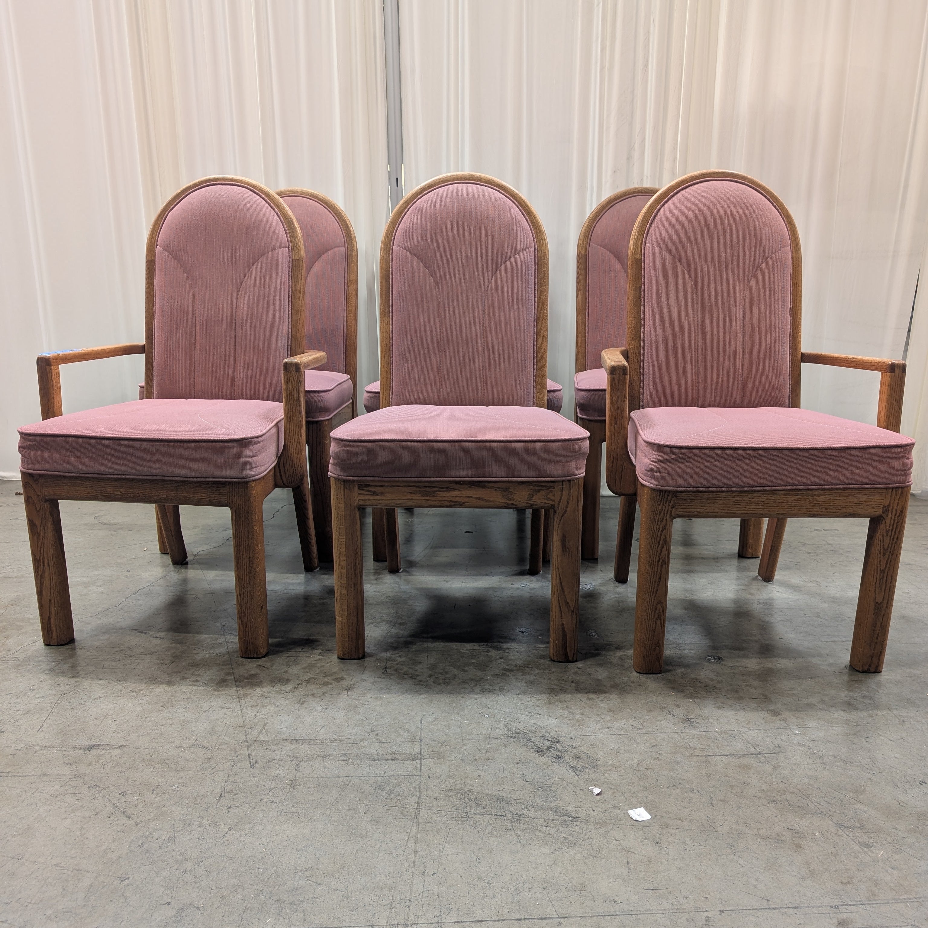 Set of Six Wambold Fine Furniture Mauve Fabric Dining Chair in Wood