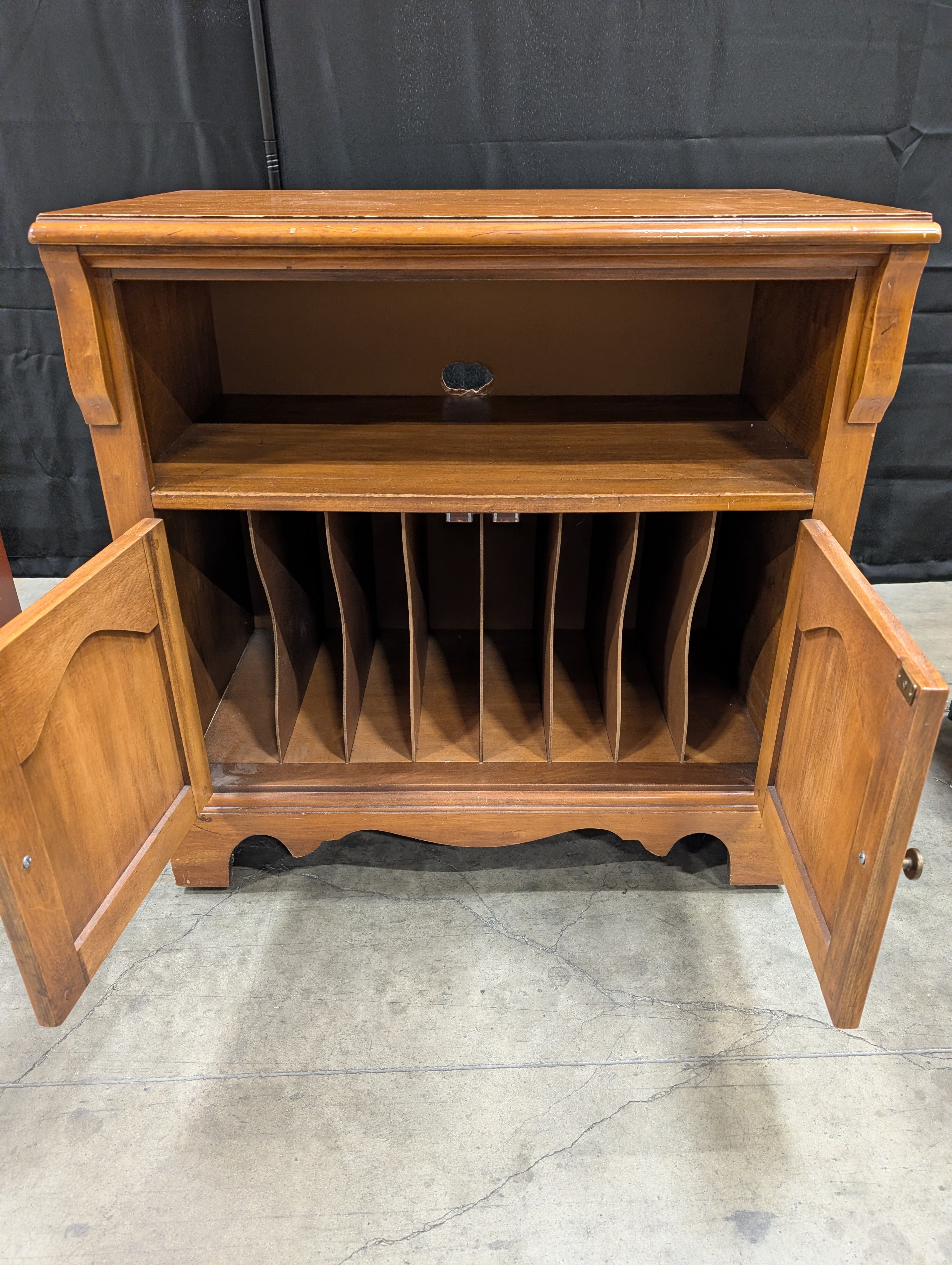 Traditional Wooden Console Cabinet with Record Storage