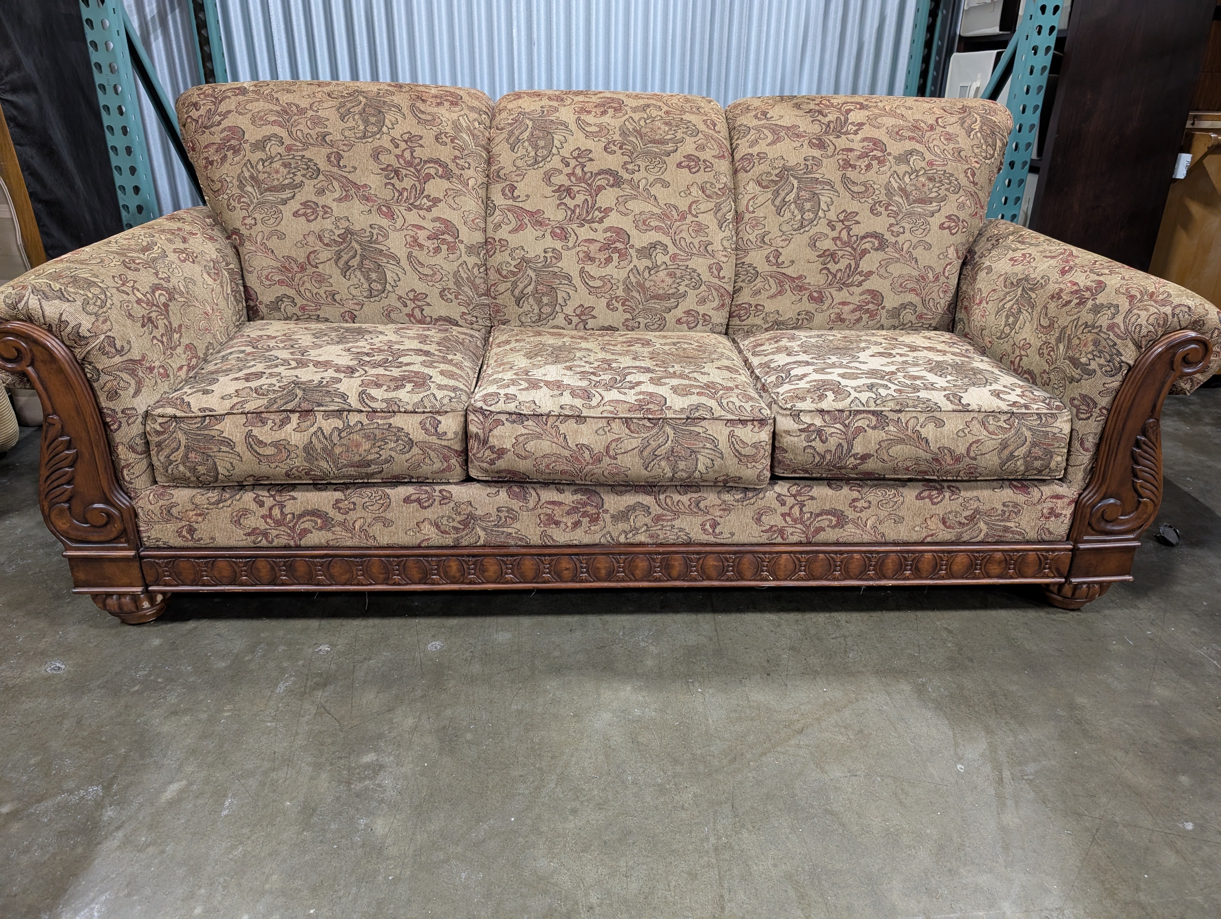 Wood Framed Three Seater Sofa