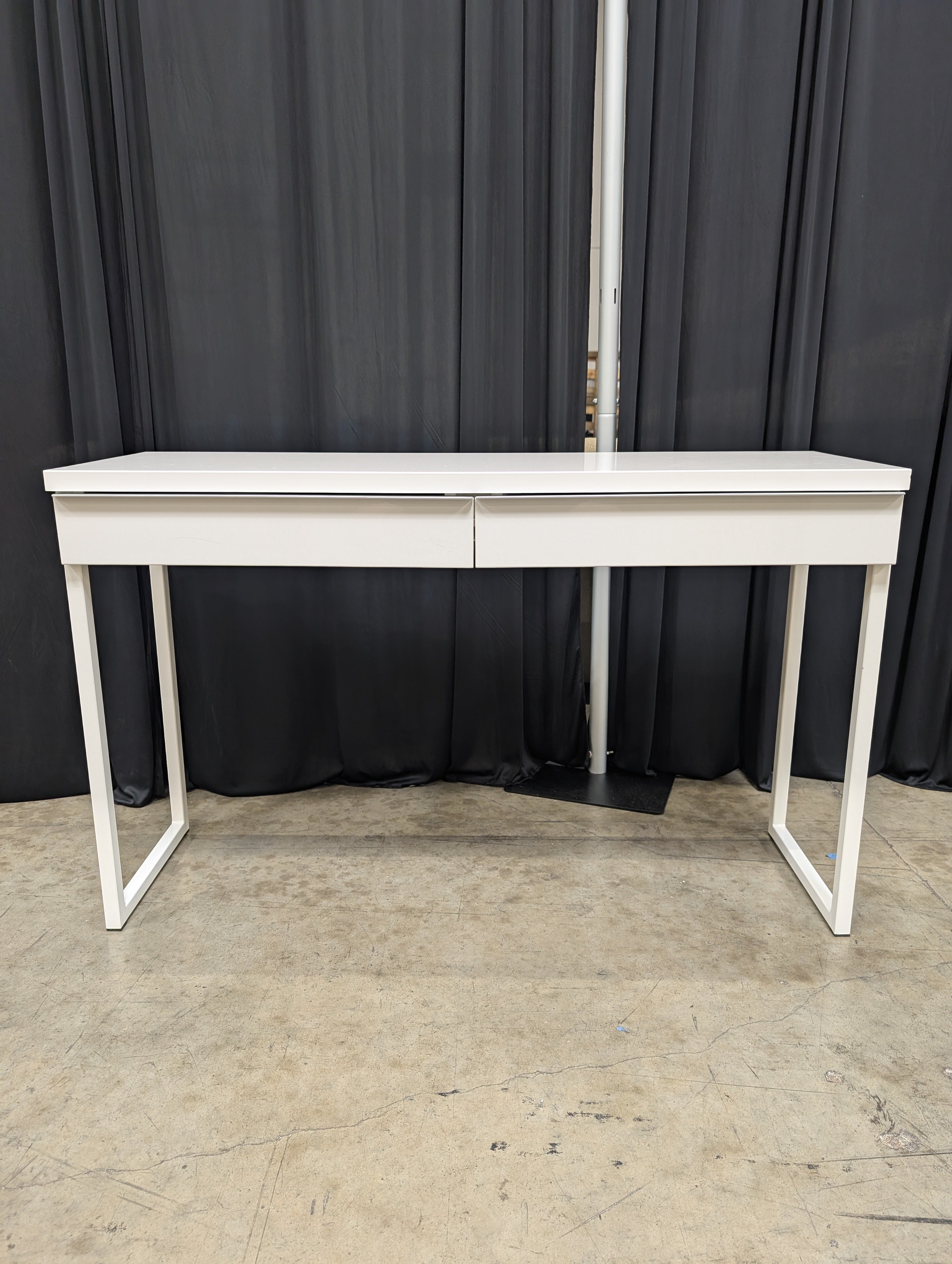 Modern High-Gloss White Console Table with Drawers