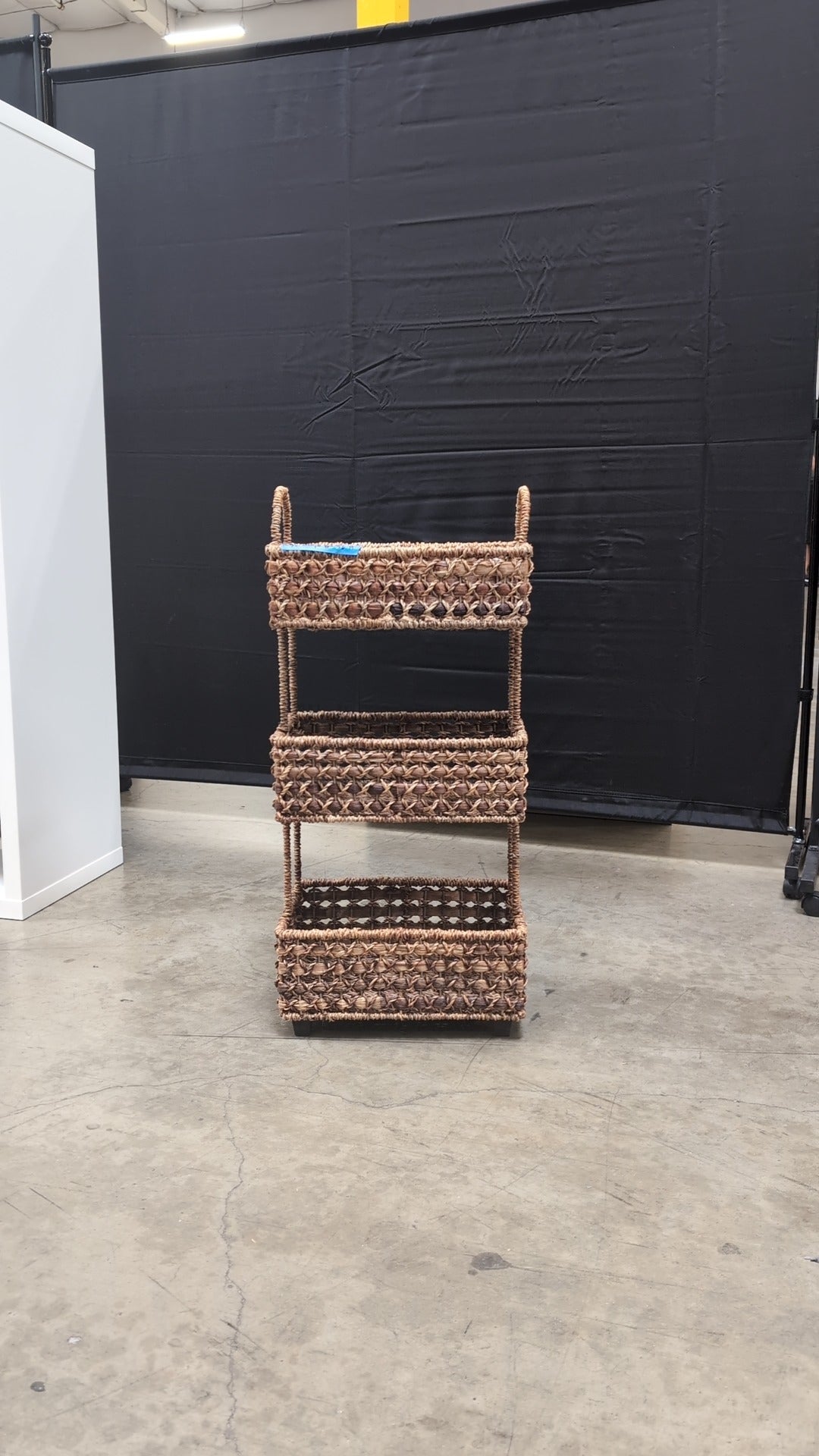 Three-Tier Woven Storage Unit with Handles