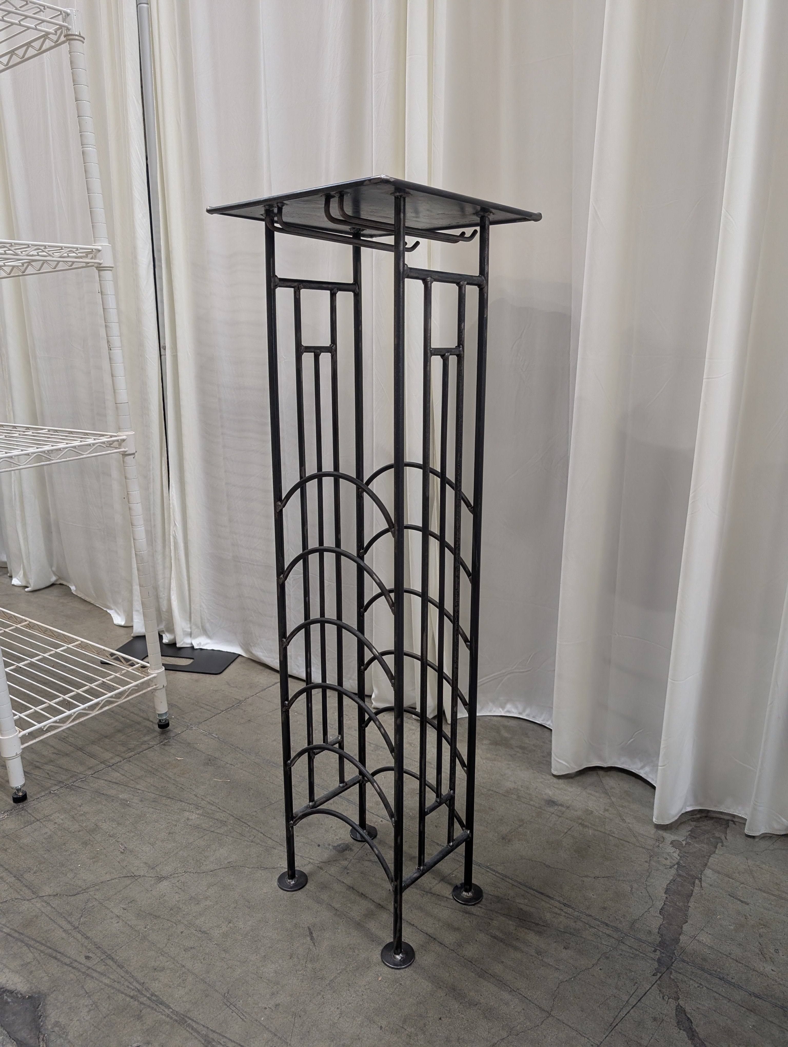Industrial Dark Gray Metal Plant Stand