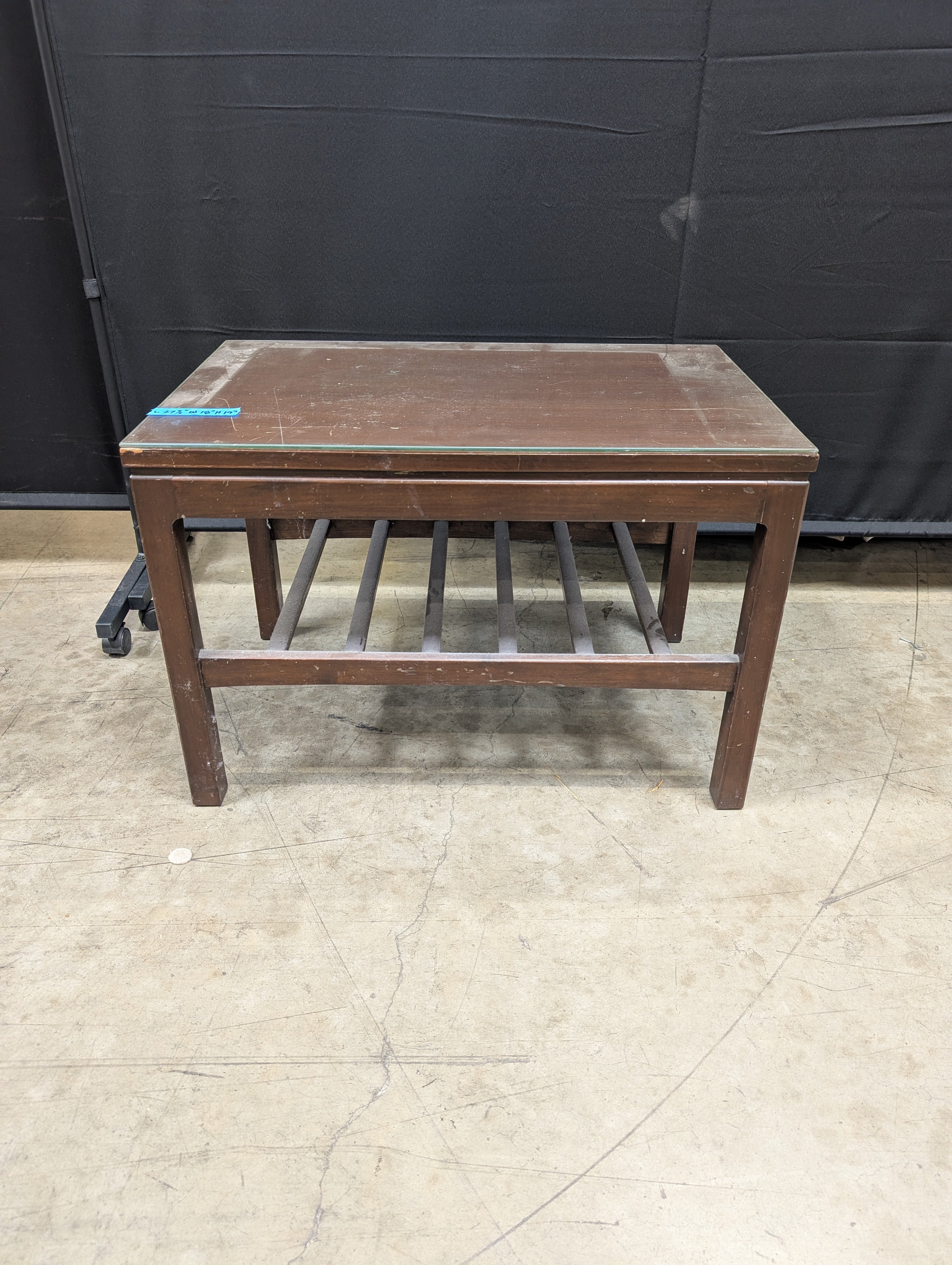 Modern Rectangular Dark Wood End Table with Glass Top