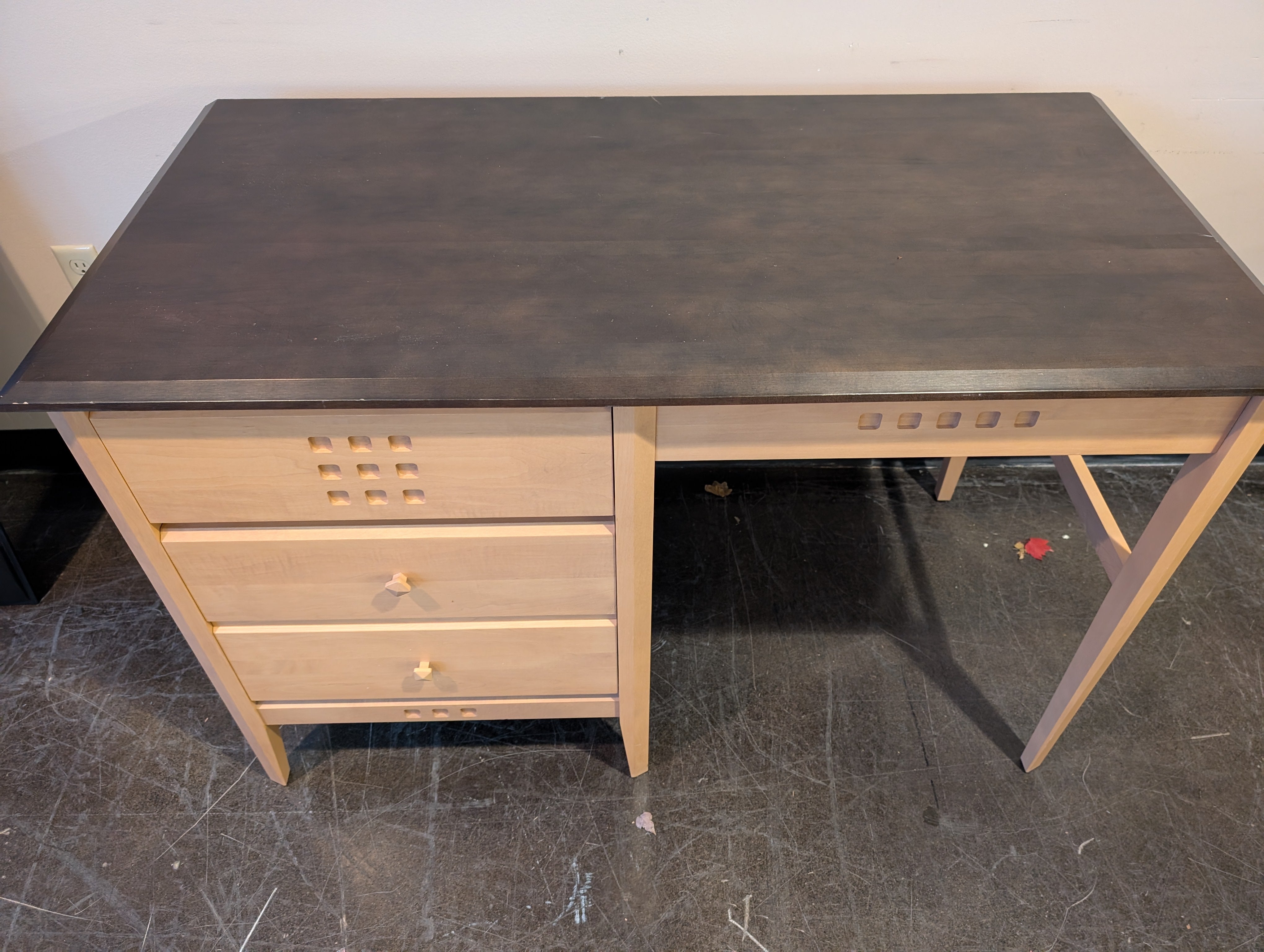 Natural Wood Desk with Dark Top