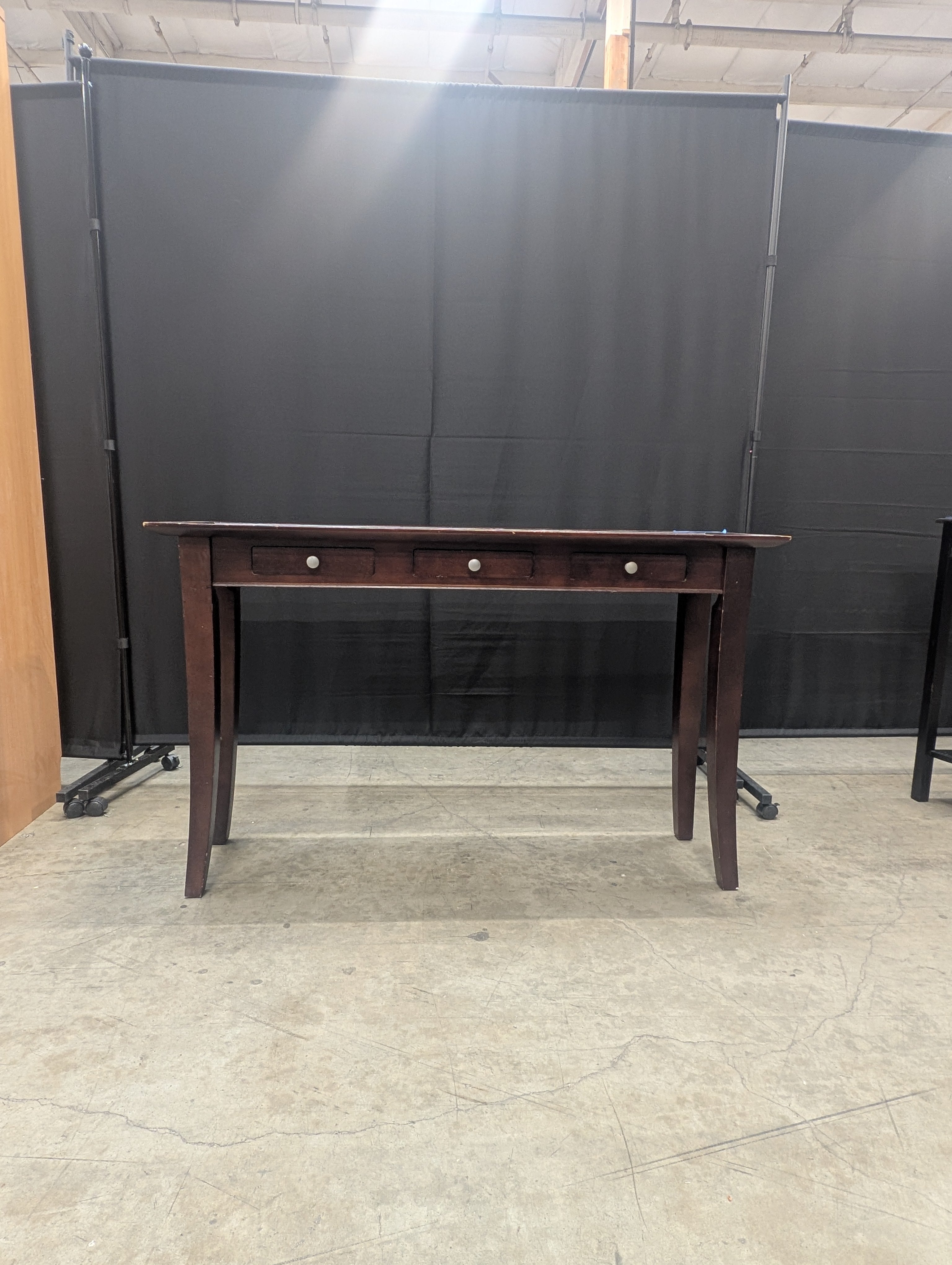 Dark Wood Two-Drawer Writing Desk