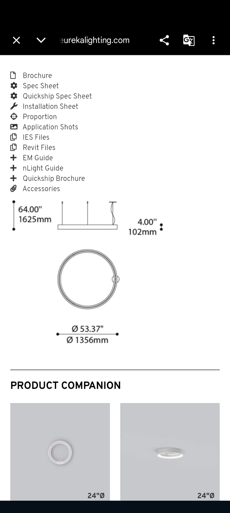 Eureka 36-Inch LED Circular Pendant Light Fixture in box