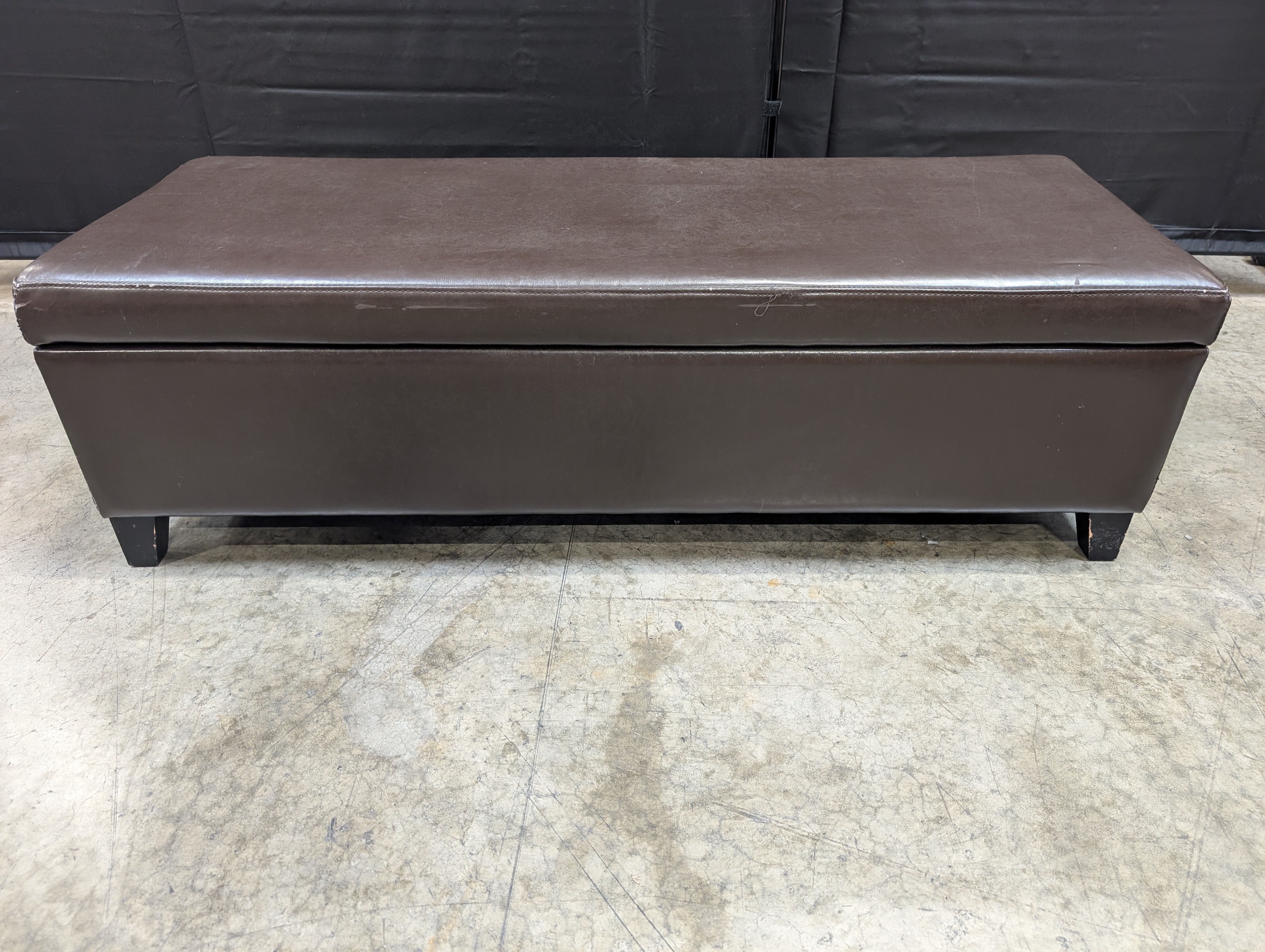 Dark Brown Upholstered Rectangular Ottoman with Cedar Inside