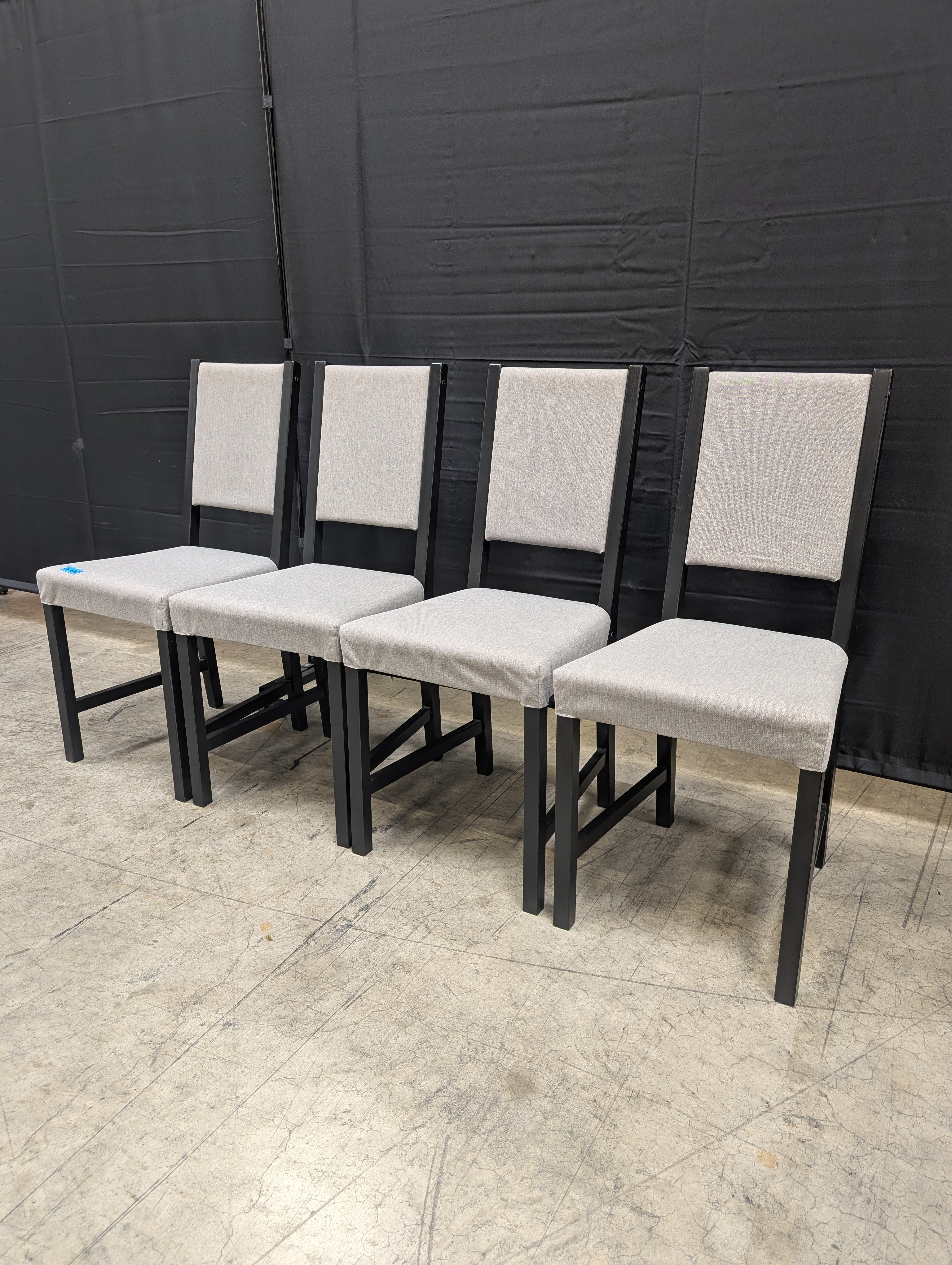Set of Four Grey Fabric Dining Chairs