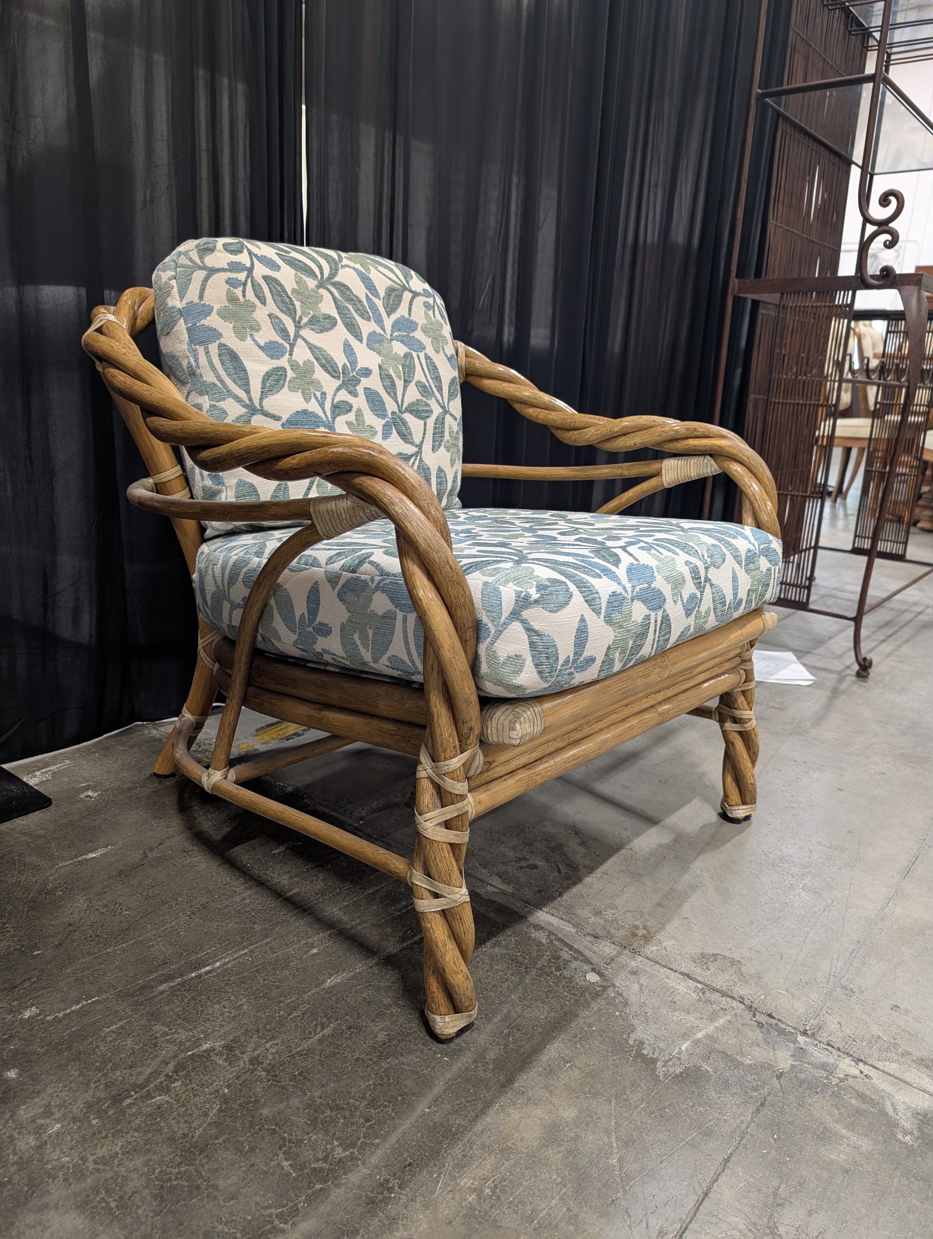 Natural Wicker Twisted Arm Accent Chair