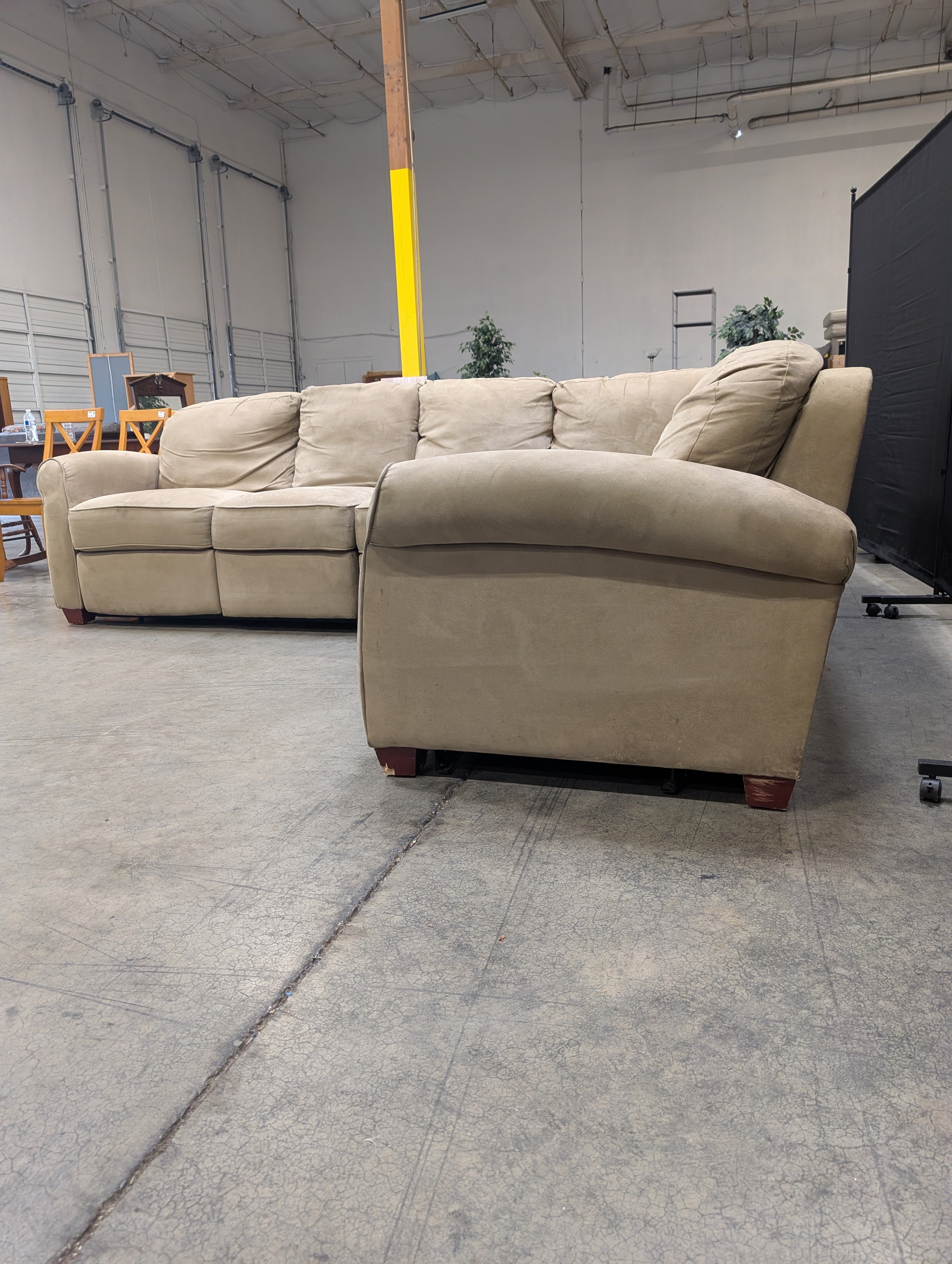 Spacious Tan L-Shaped Sectional Sofa