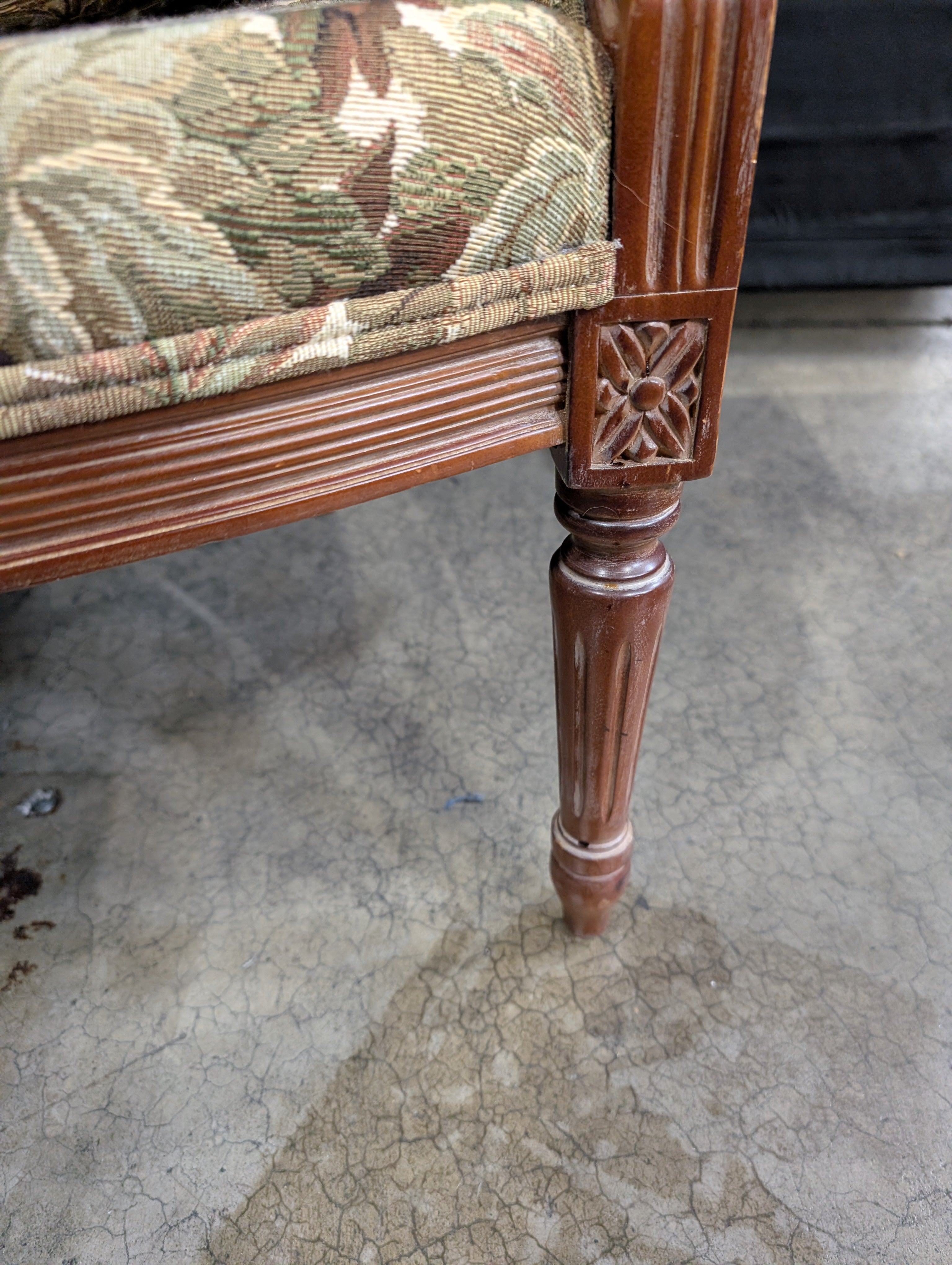 Traditional Floral Upholstered Accent Chair with Carved Wood Frame