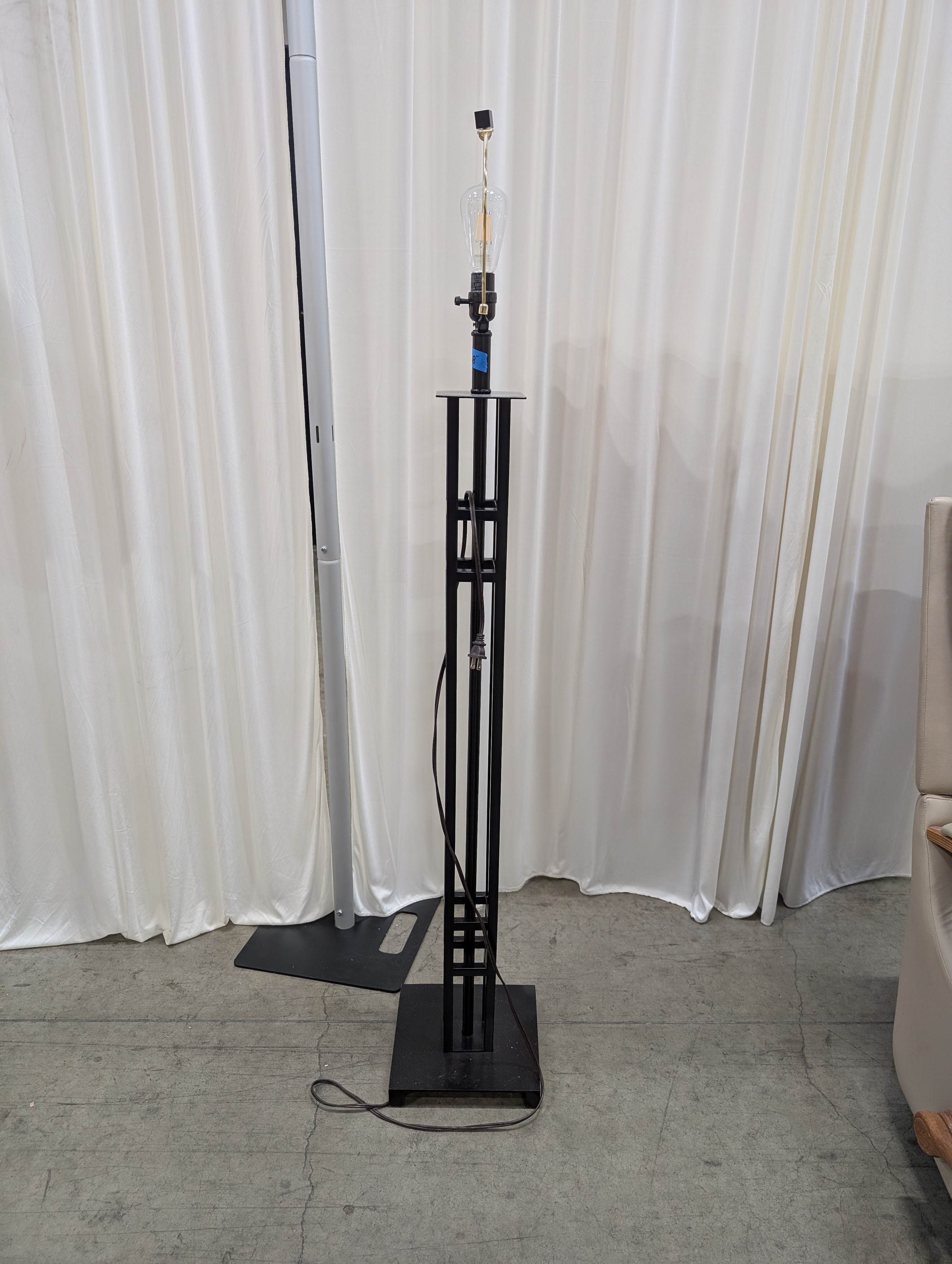 Black Mission Style Floor Lamp in Metal
