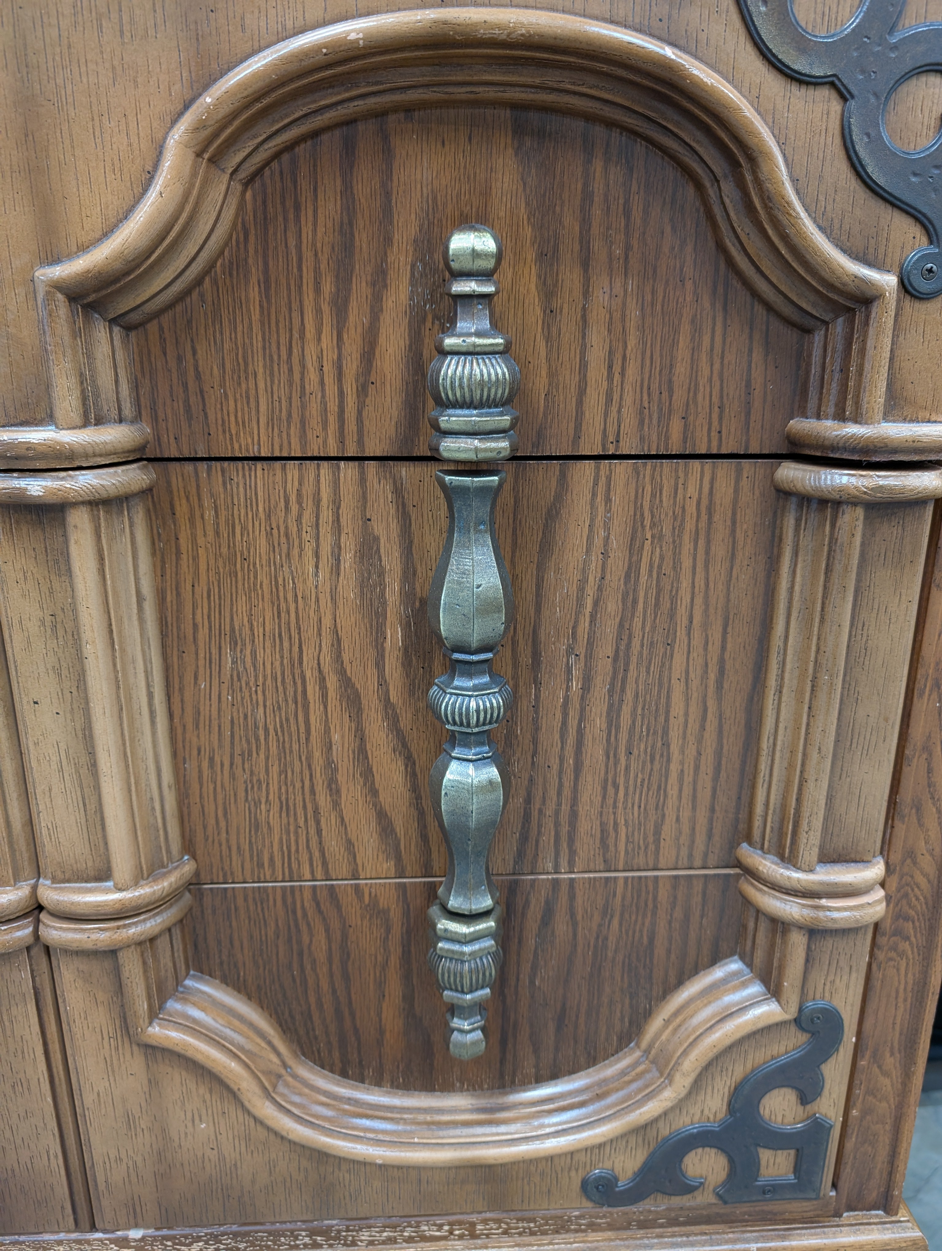 Bassett Furniture Armoire Drawers with Ornate Hardware